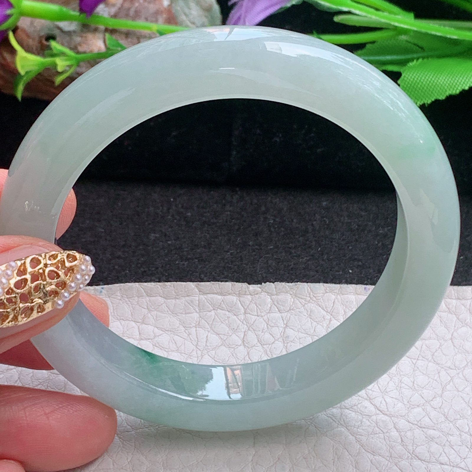 fx实拍56*11.5*9.2平安镯 天然缅甸翡翠a货手镯冰飘花正圈玉镯子