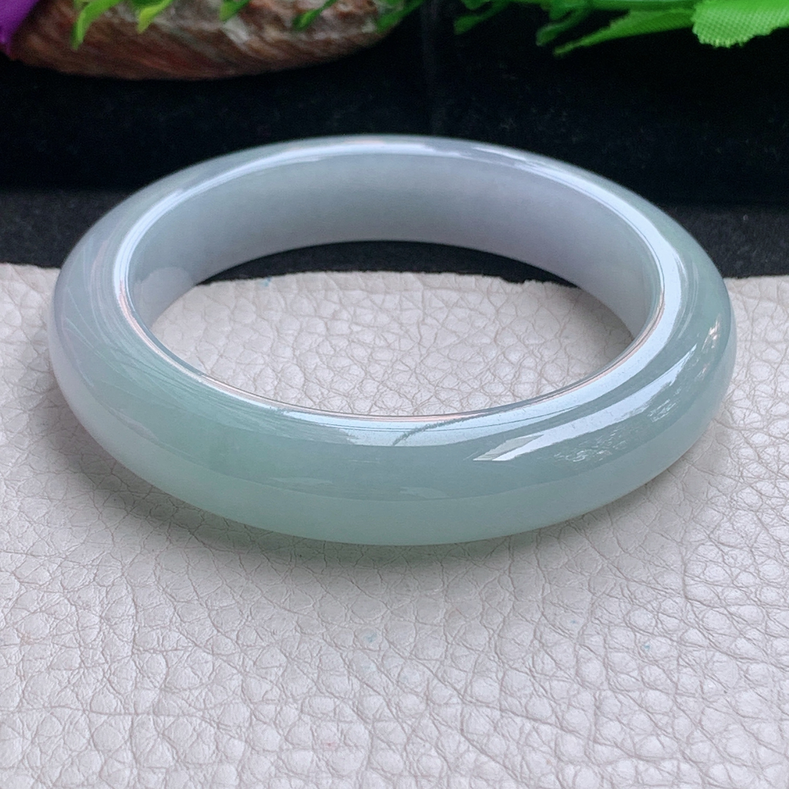 hy实拍56*12.3*9.5招财镯 天然缅甸翡翠a货手镯冰润半山水正圈玉镯子