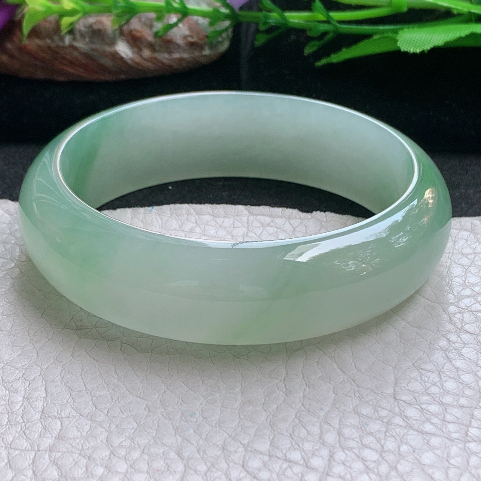 xc大圈口60*18*8.2轮胎镯 天然缅甸翡翠a货手镯冰绿厚装正圈玉镯子