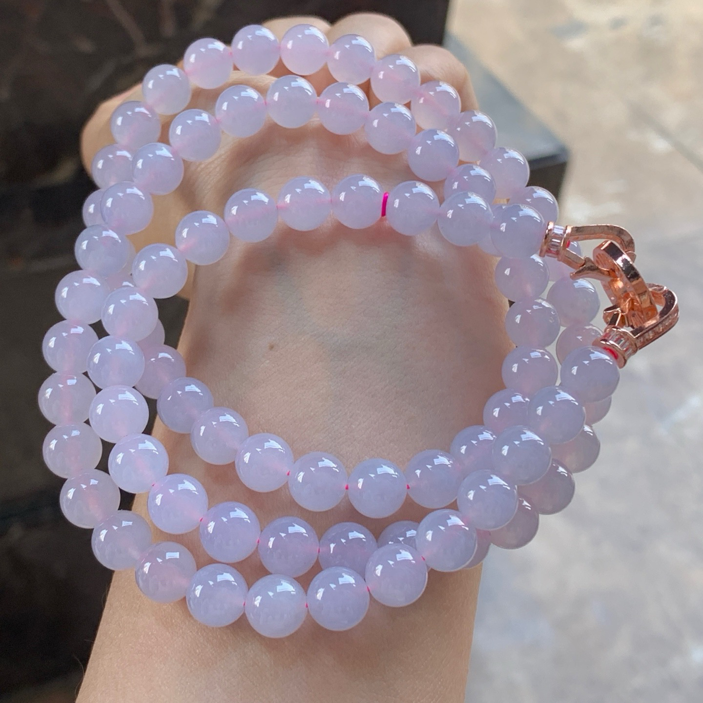 粉紫项链^_^玉质温润 清新