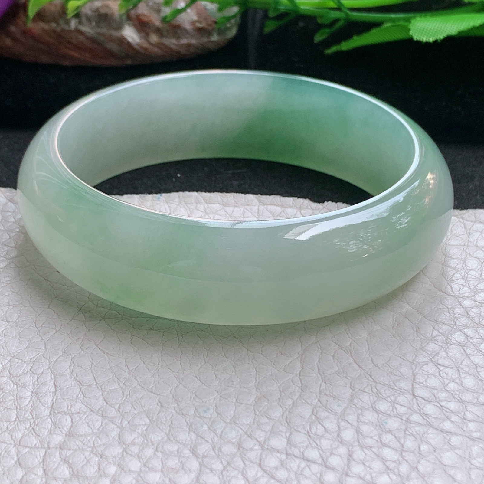 xc大圈口60*18*8.2轮胎镯 天然缅甸翡翠a货手镯冰绿厚装正圈玉镯子