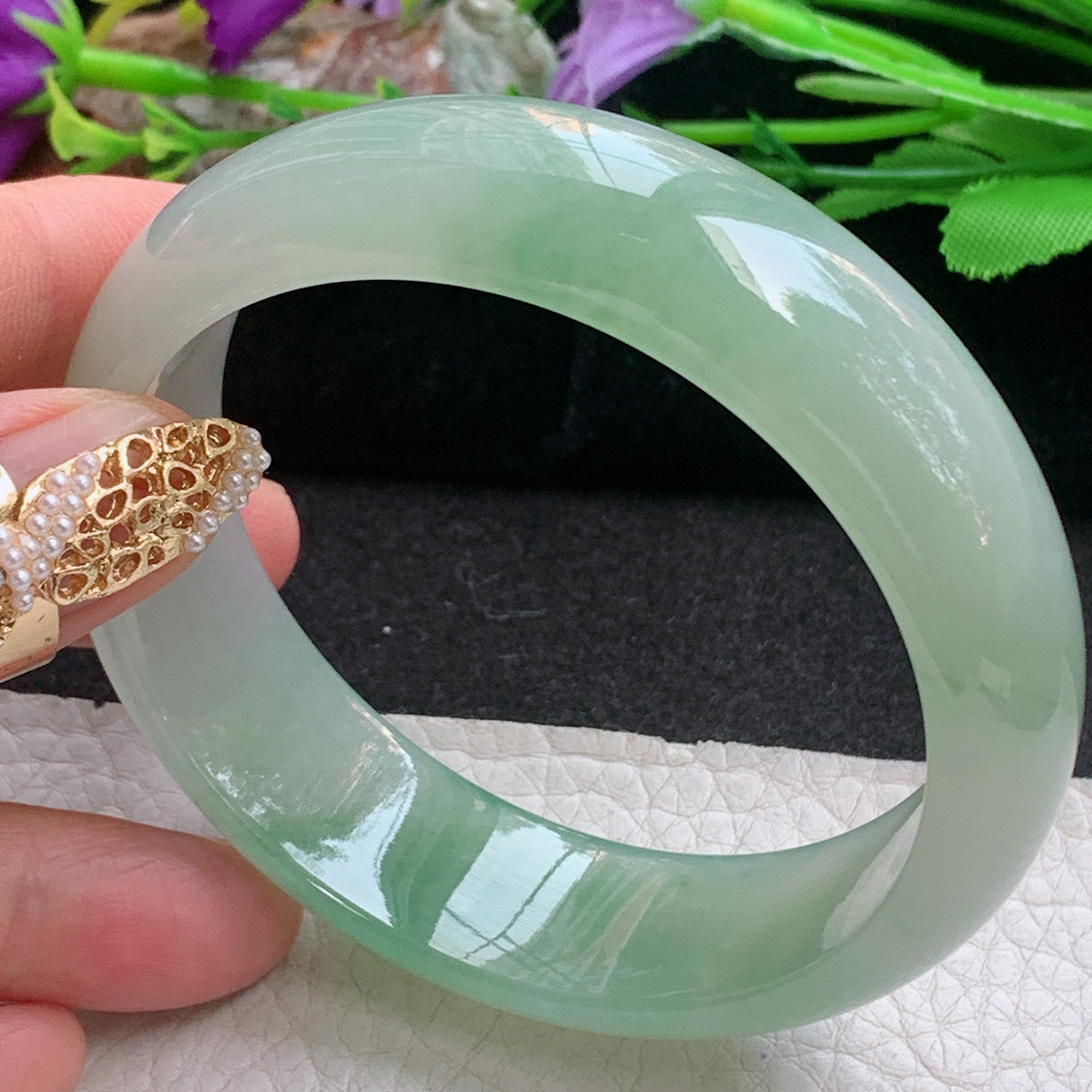 xc大圈口60*18*8.2轮胎镯 天然缅甸翡翠a货手镯冰绿厚装正圈玉镯子