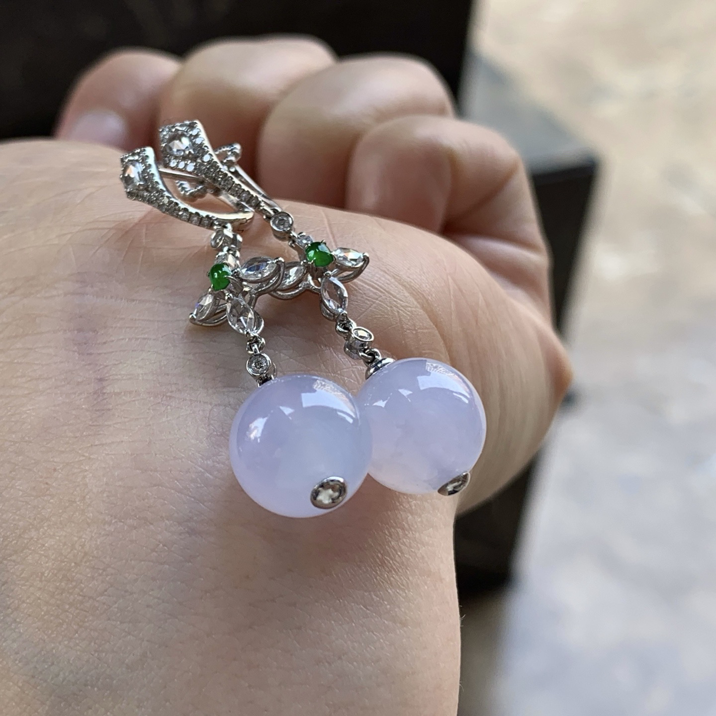 金钻镶嵌冰紫耳坠^_^水润