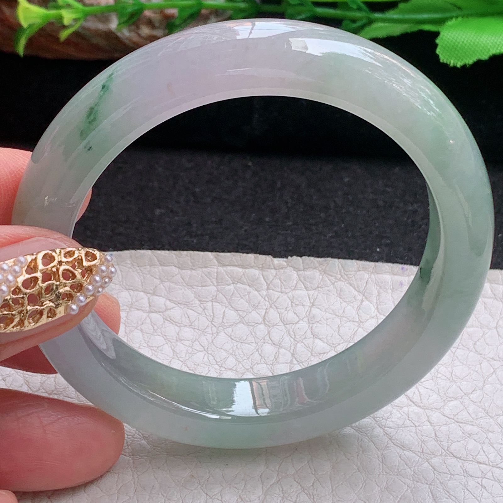 ss小圈口52*11.3*8.7平安镯 天然缅甸翡翠a货手镯冰飘花秀气 正圈玉镯子