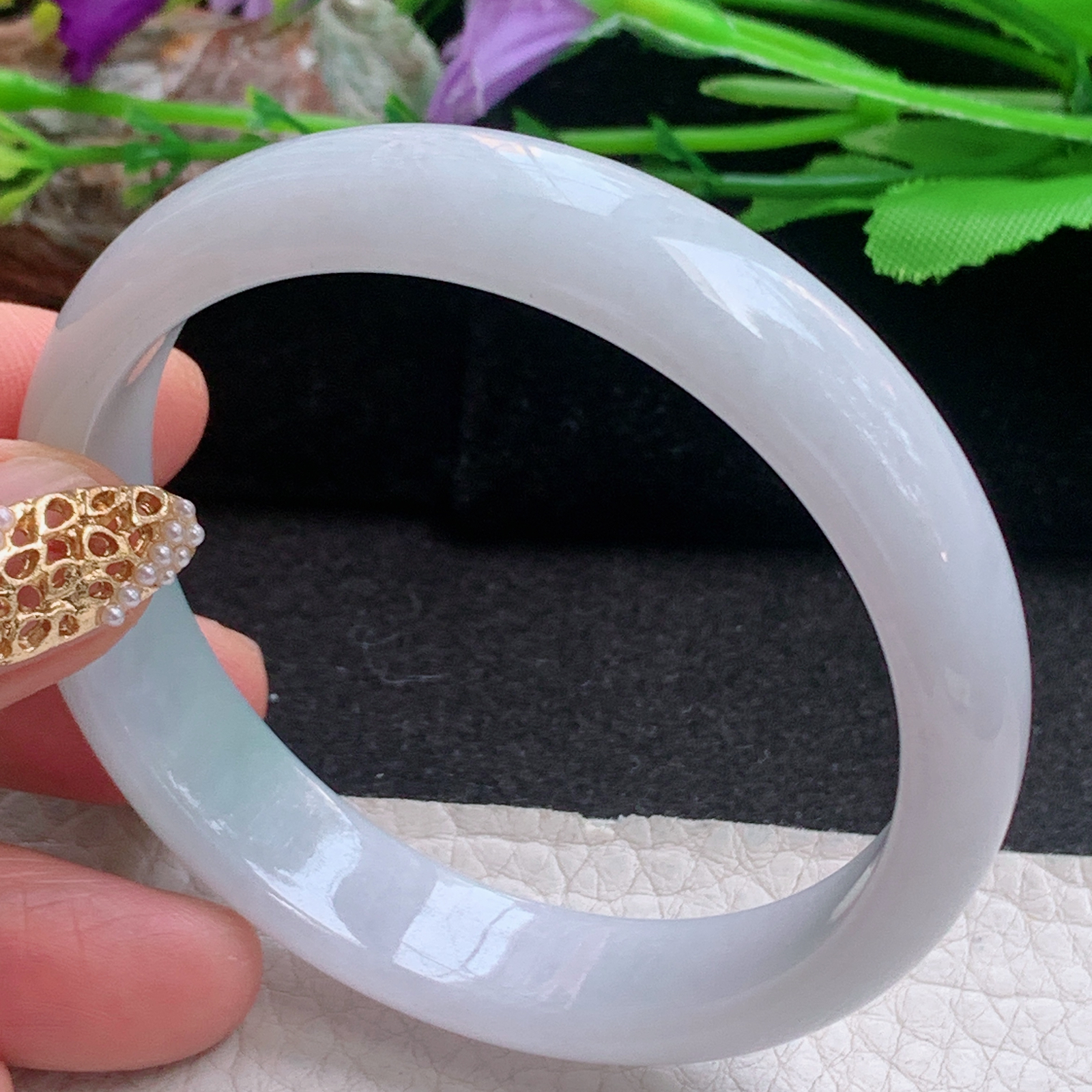 n清新款55*12.5*6.5平安镯 天然缅甸翡翠a货手镯清秀正圈玉镯子