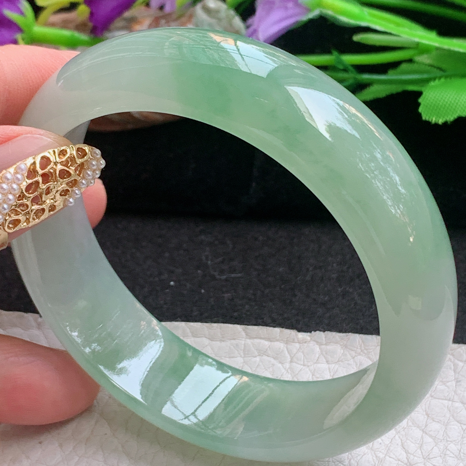 xc大圈口60*18*8.2轮胎镯 天然缅甸翡翠a货手镯冰绿厚装正圈玉镯子