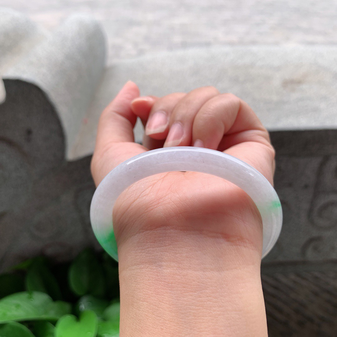 小圈口53.4-7.6 【阳绿圆条手镯】圆条53 54可戴