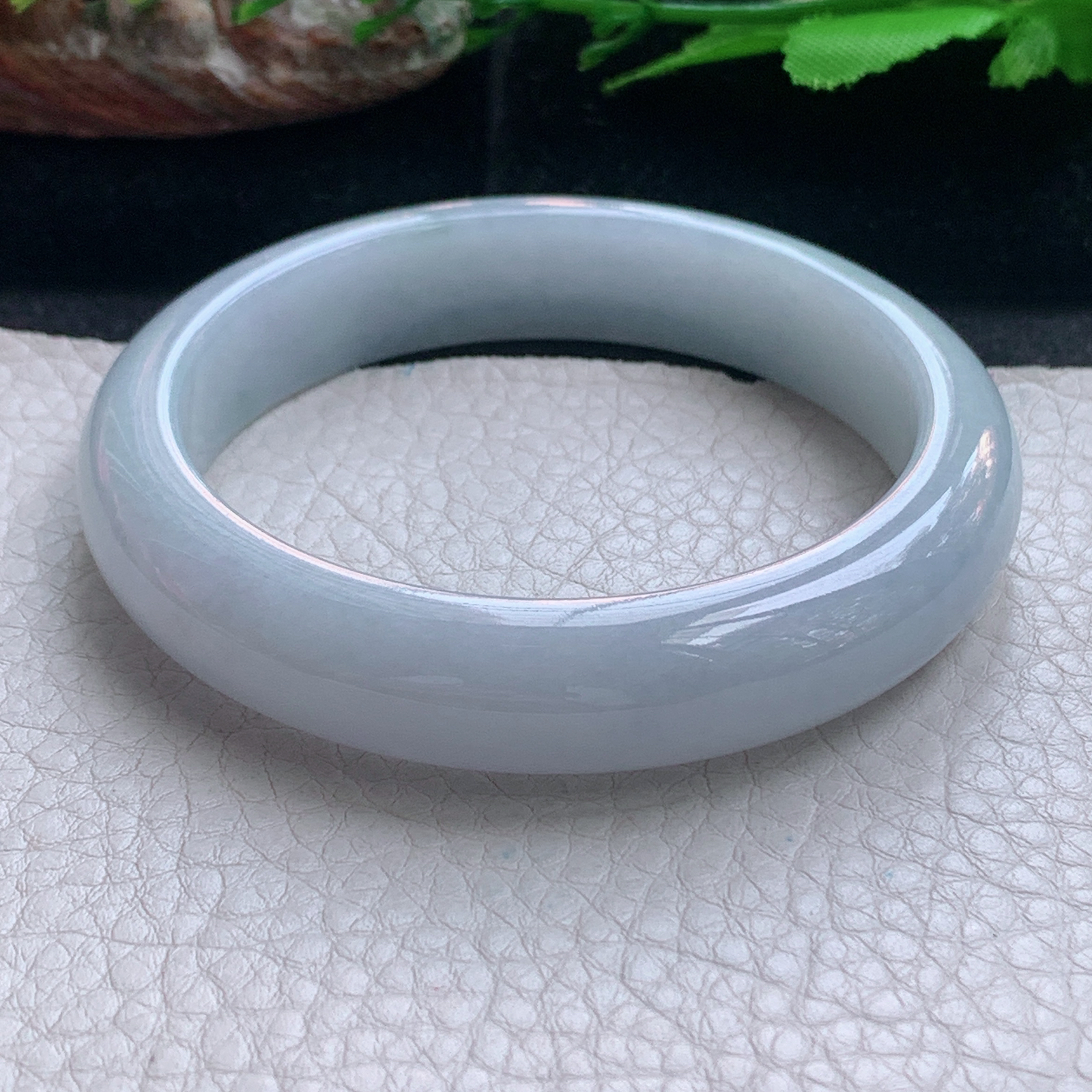 xx实拍57*12.7*8.3平安镯 天然缅甸翡翠a货手镯淡紫正圈玉手镯