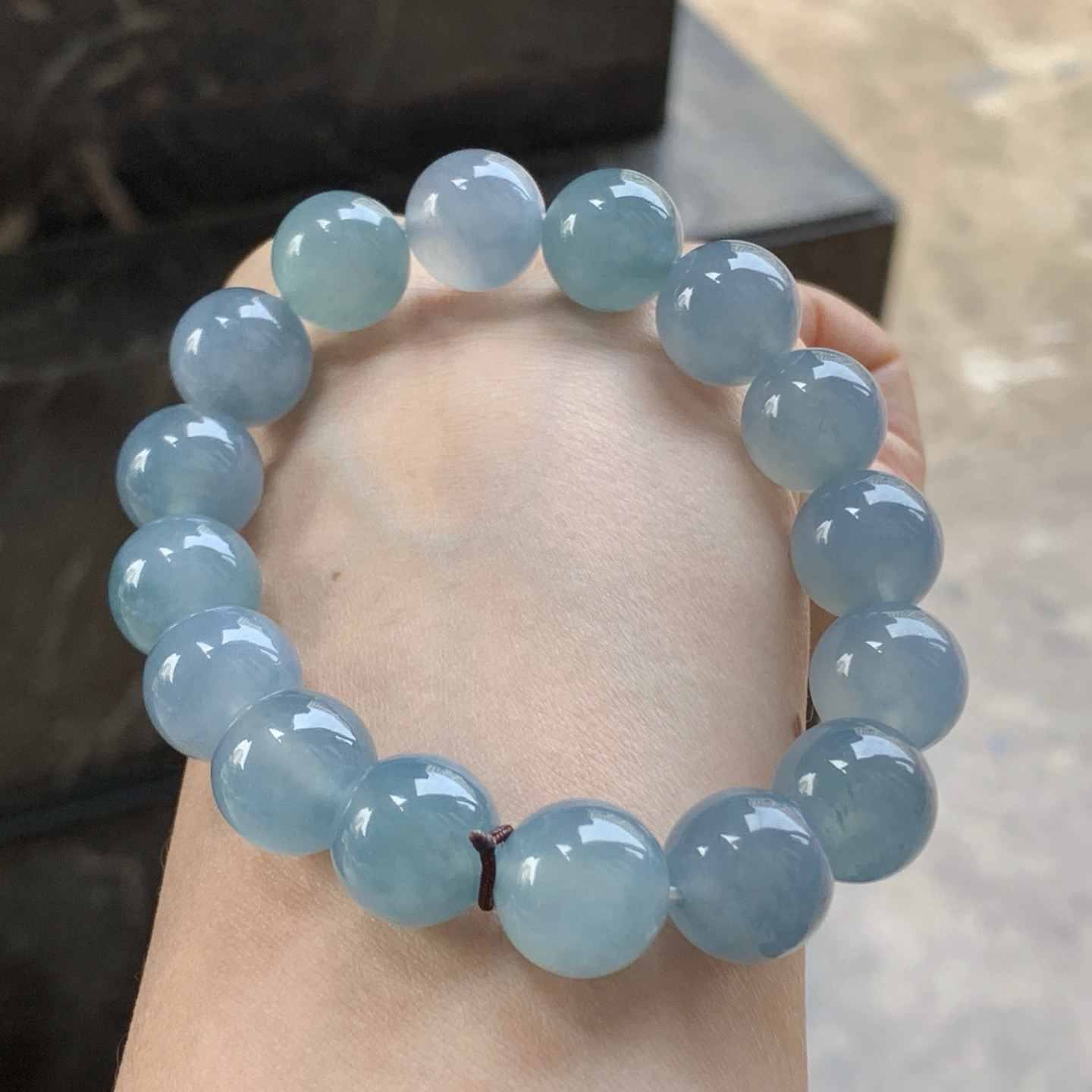 蓝紫手串^_^鲜艳起光 玉质温润