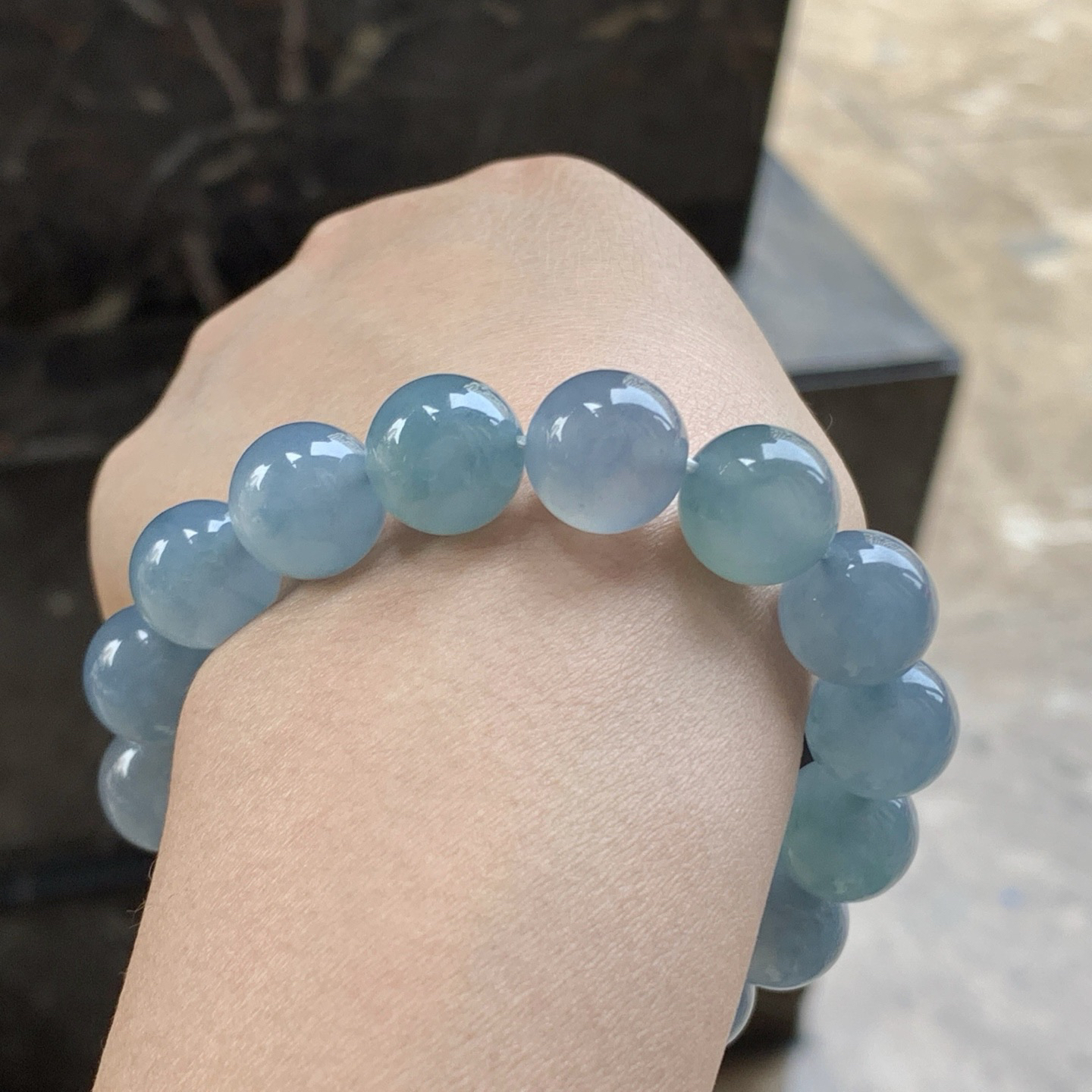 蓝紫手串^_^鲜艳起光 玉质温润