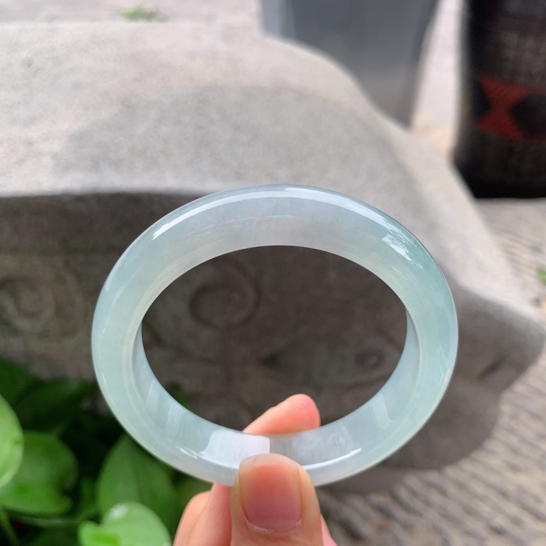 圈口54.7-12.6-8.7 【冰种晴正圈手镯】正圈54 55可戴