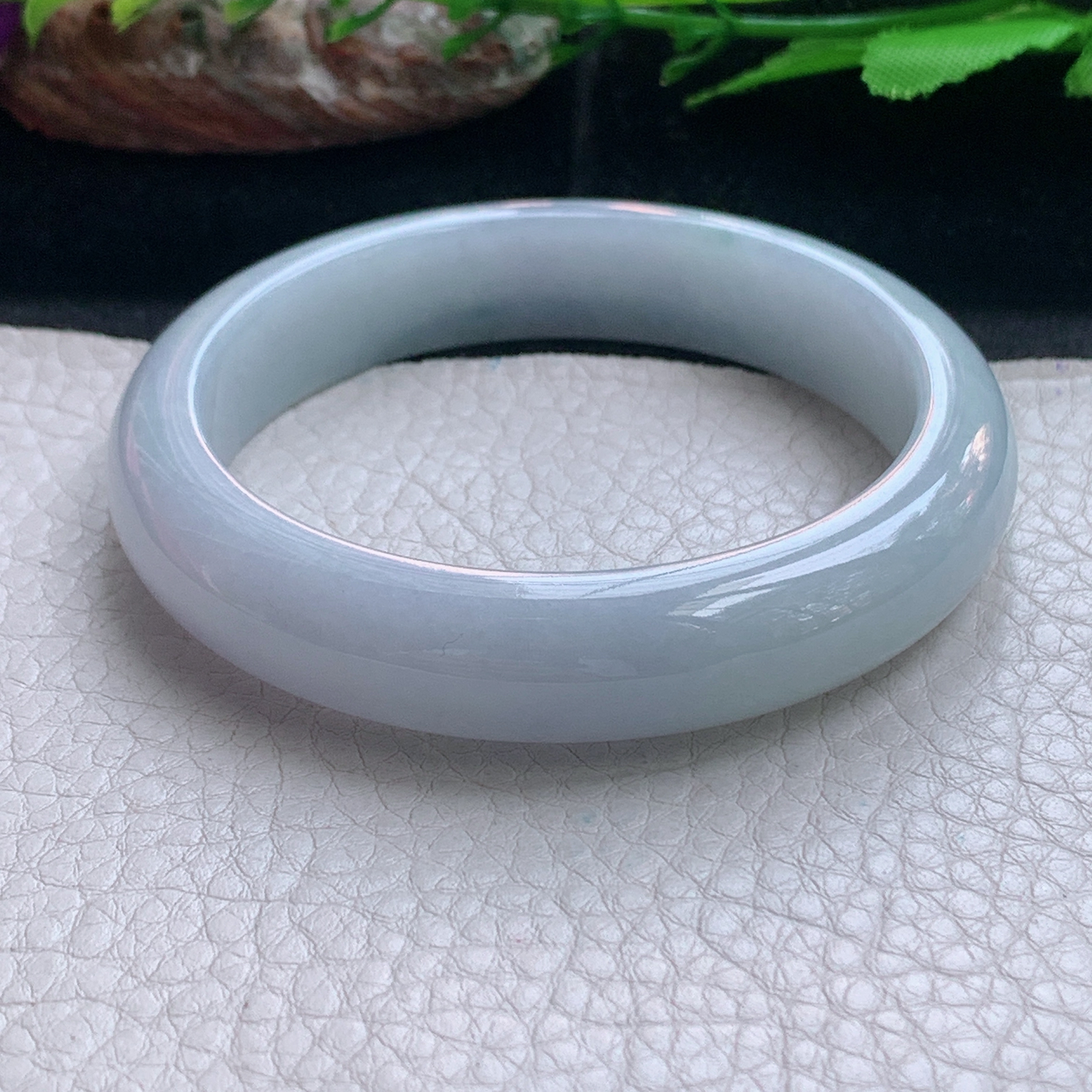 xx实拍57*12.7*8.3平安镯 天然缅甸翡翠a货手镯淡紫正圈玉手镯