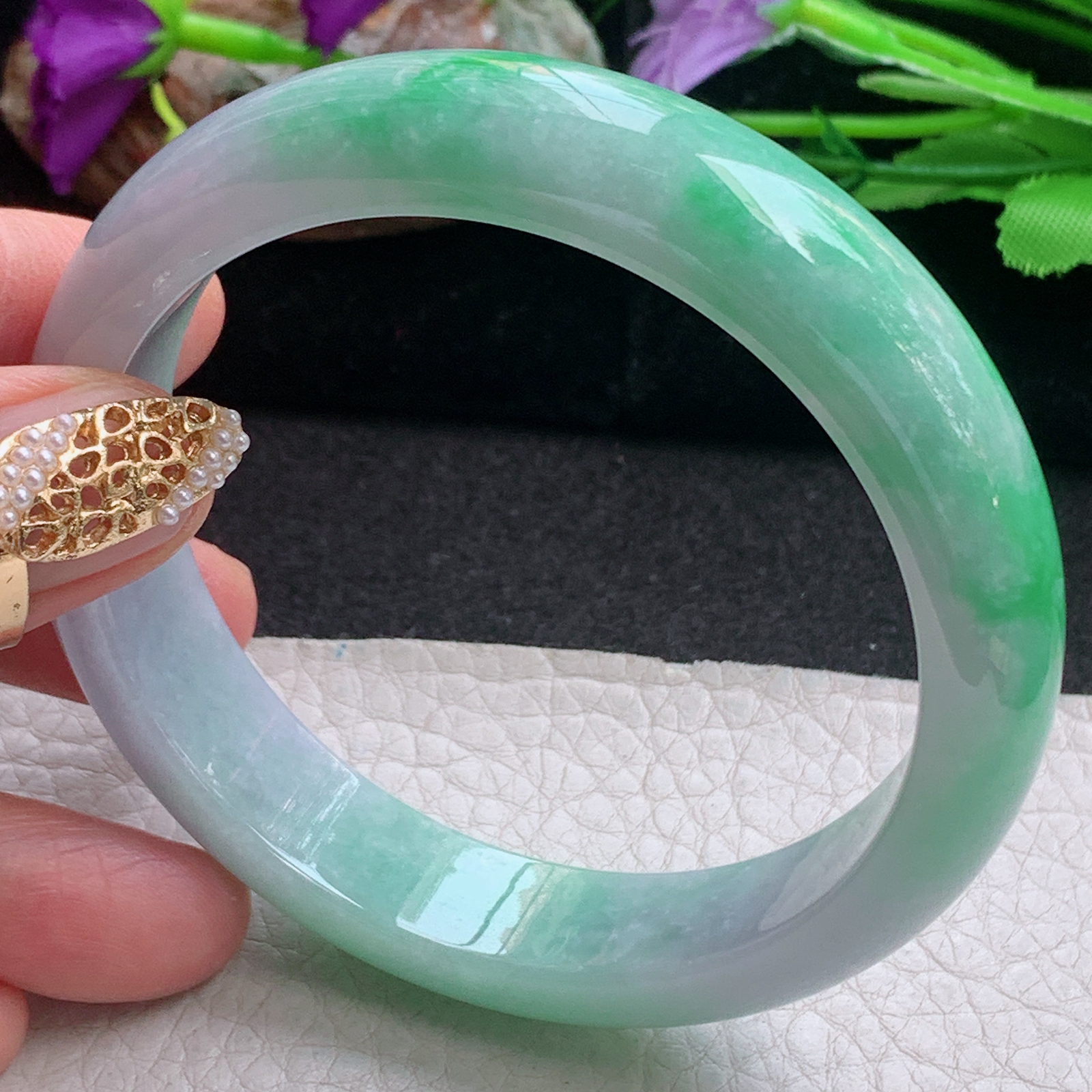 ss实拍55*13.5*9平安镯 天然缅甸翡翠a货手镯辣绿水润正圈玉镯子