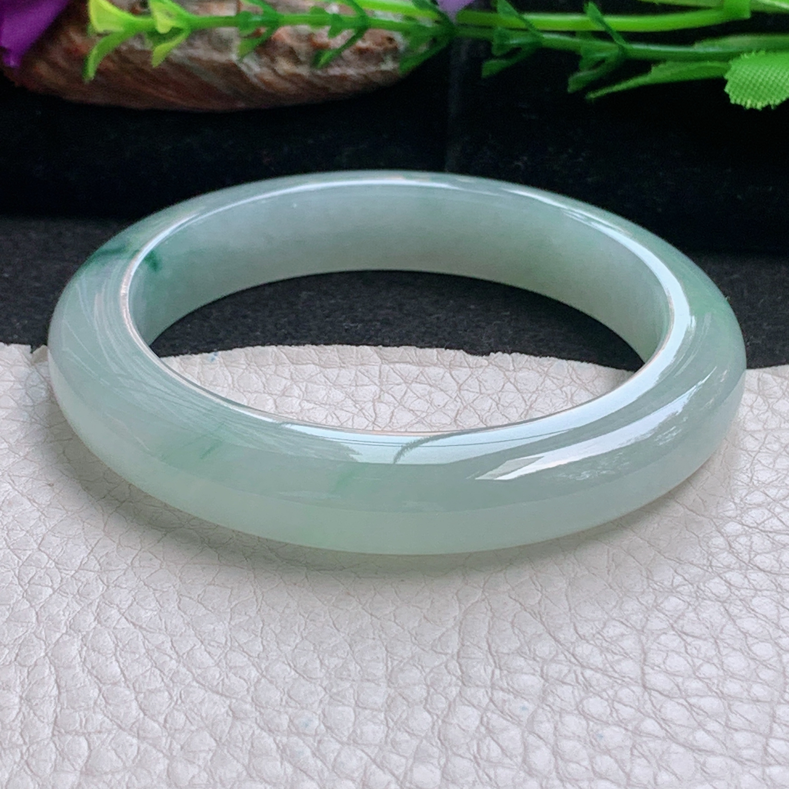 fx实拍56*11.5*9.2平安镯 天然缅甸翡翠a货手镯冰飘花正圈玉镯子