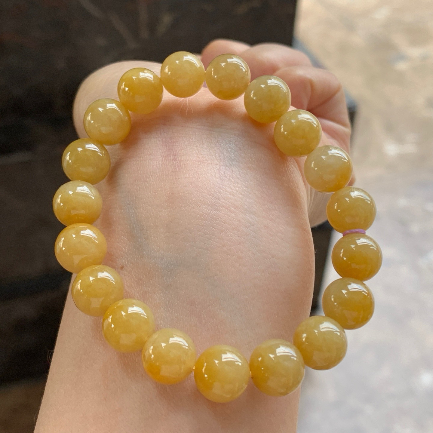 黄翡手串^_^鲜艳