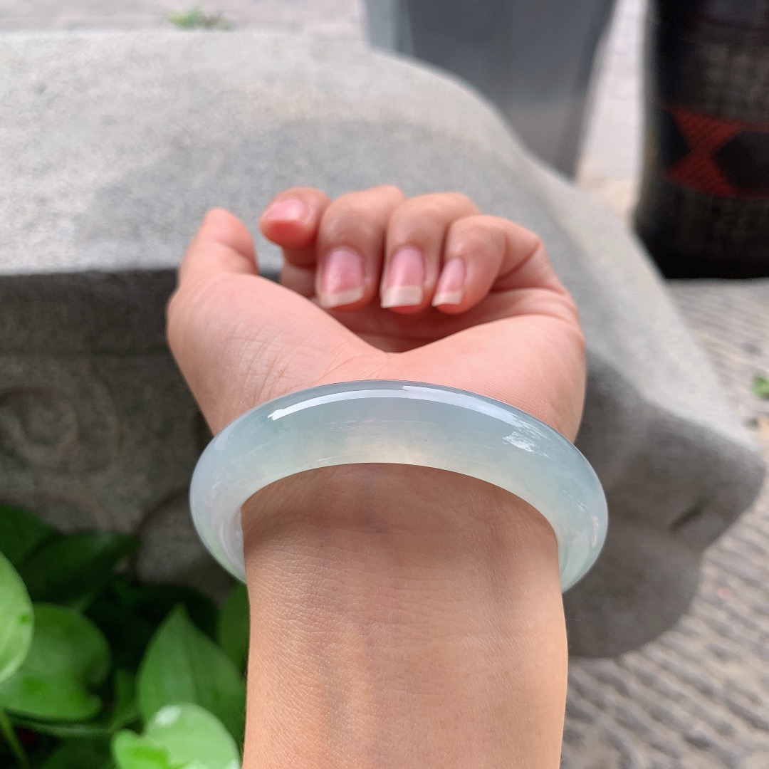 圈口54.7-12.6-8.7 【冰种晴正圈手镯】正圈54 55可戴