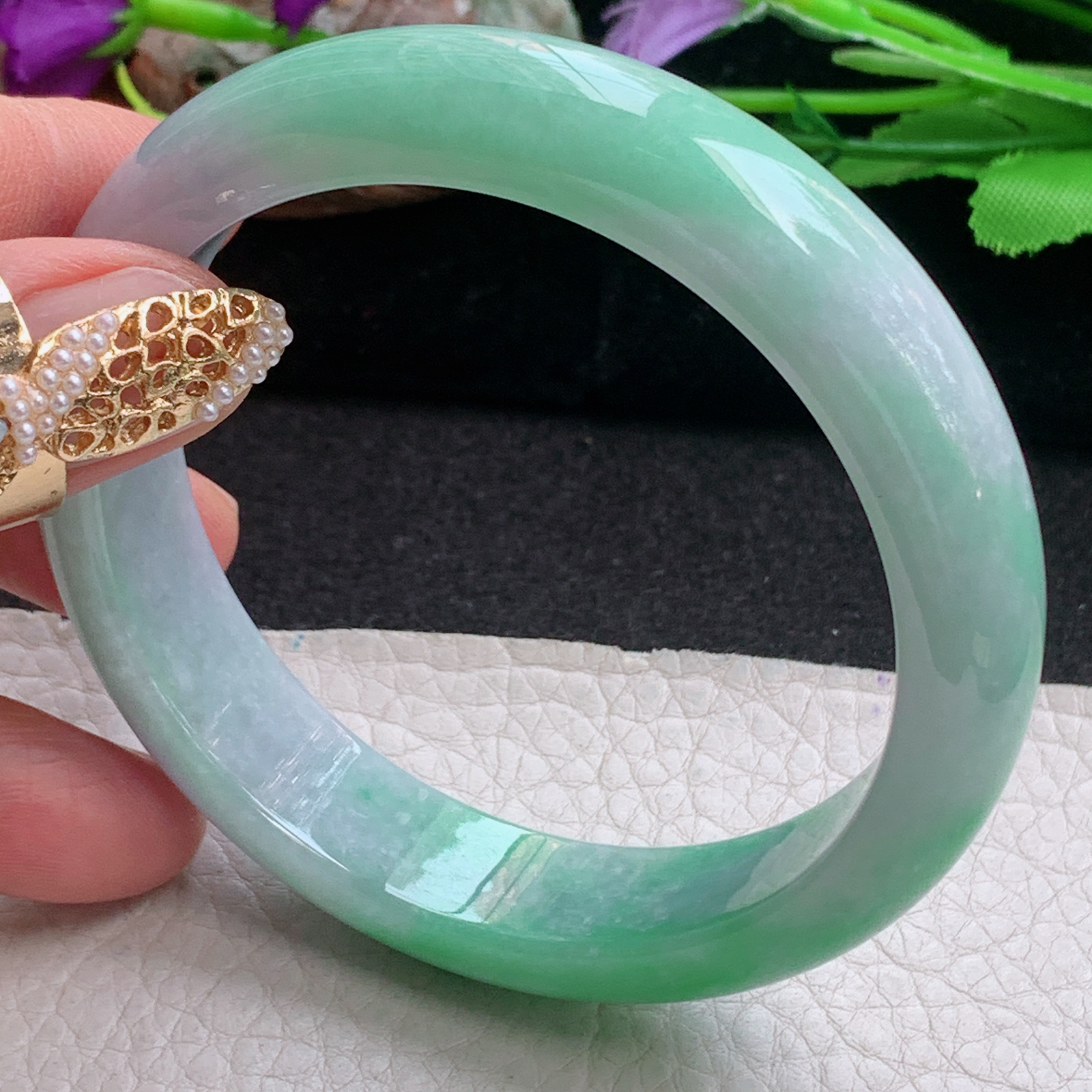 ss实拍55*13.5*9平安镯 天然缅甸翡翠a货手镯辣绿水润正圈玉镯子