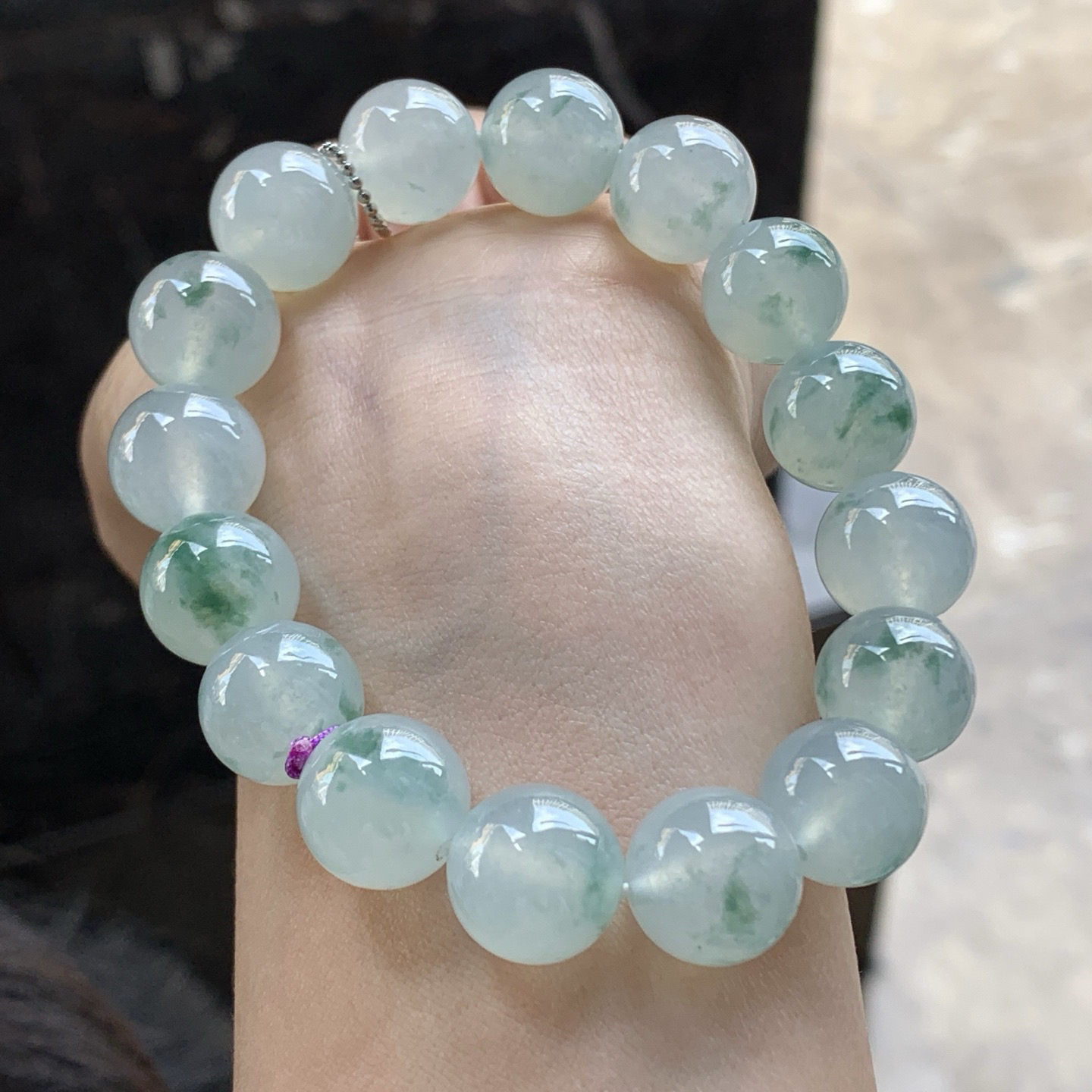 冰蓝花手串^_^冰透