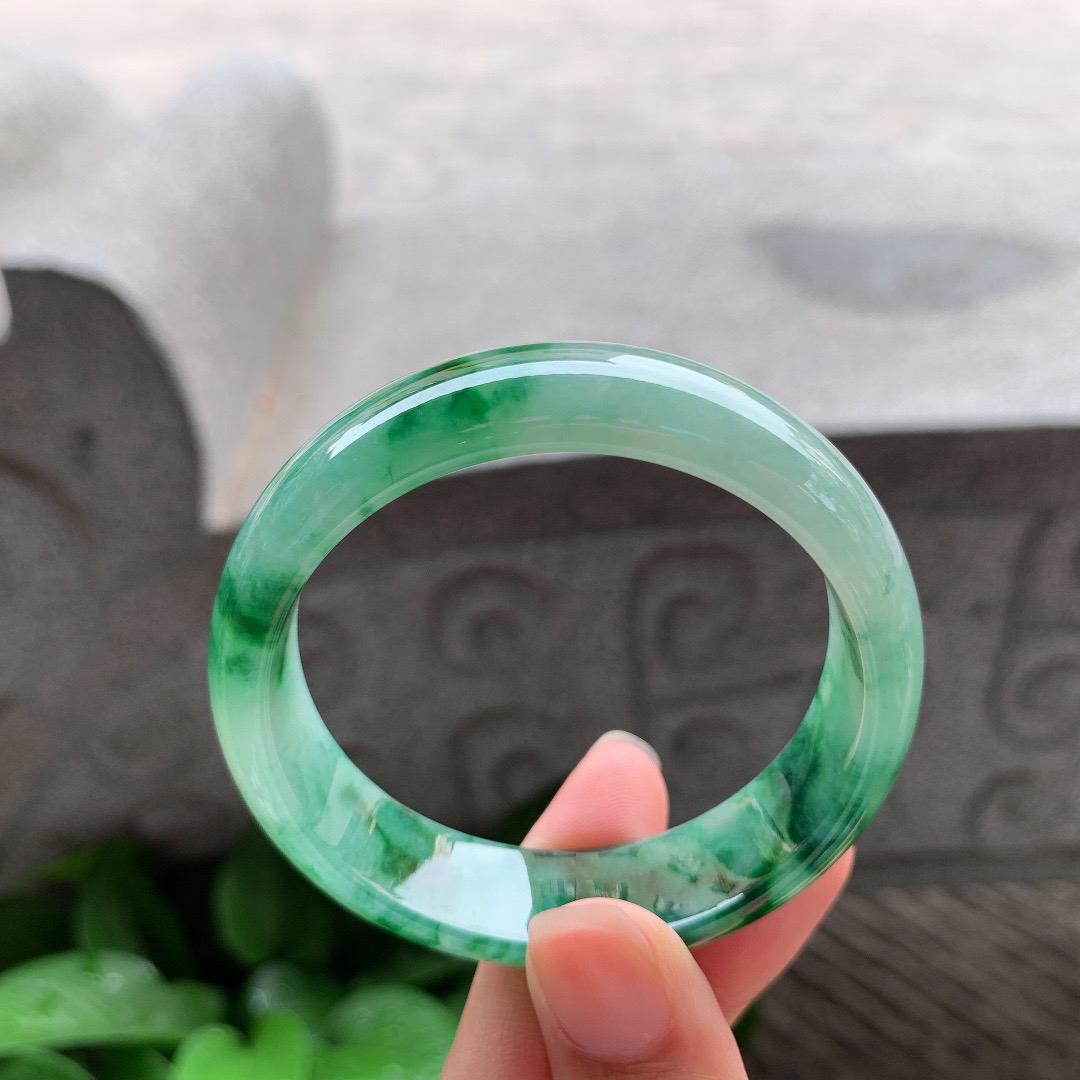 小圈口50.3-14.7-6.5 【辣绿正圈手镯】正圈50 51可戴