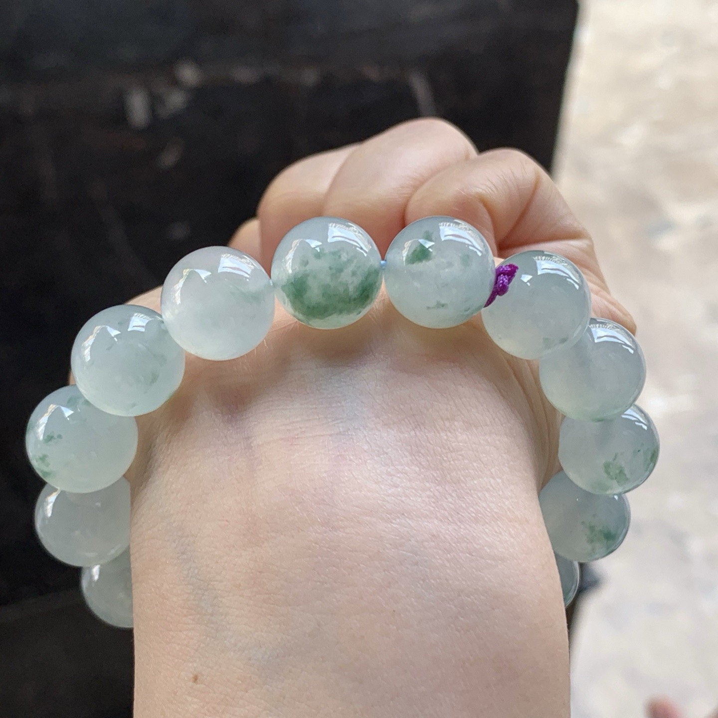 冰蓝花手串^_^冰透