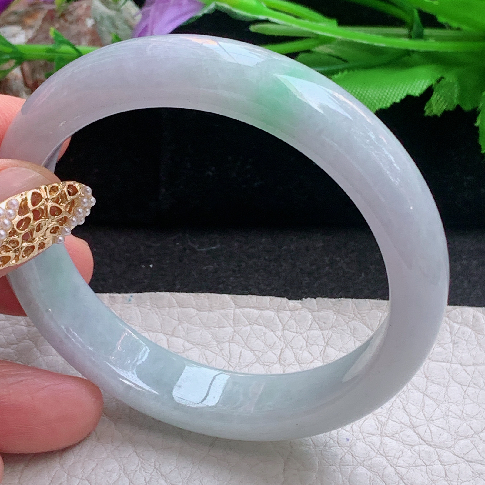 nc实拍55*12.3*7.5平安镯 天然缅甸翡翠a货手镯飘绿正圈玉镯子