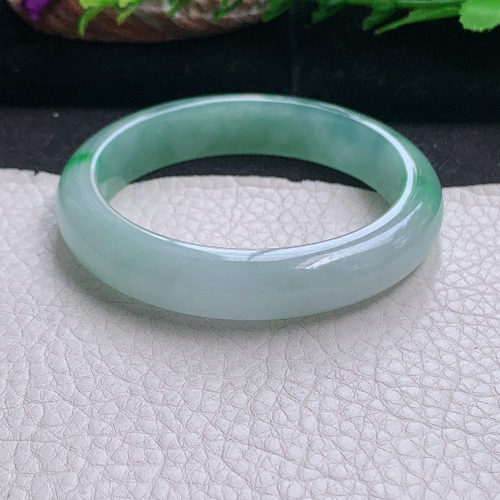 h小圈口53*11.6*7.8平安镯 天然缅甸翡翠a货手镯冰飘阳绿正圈玉镯子