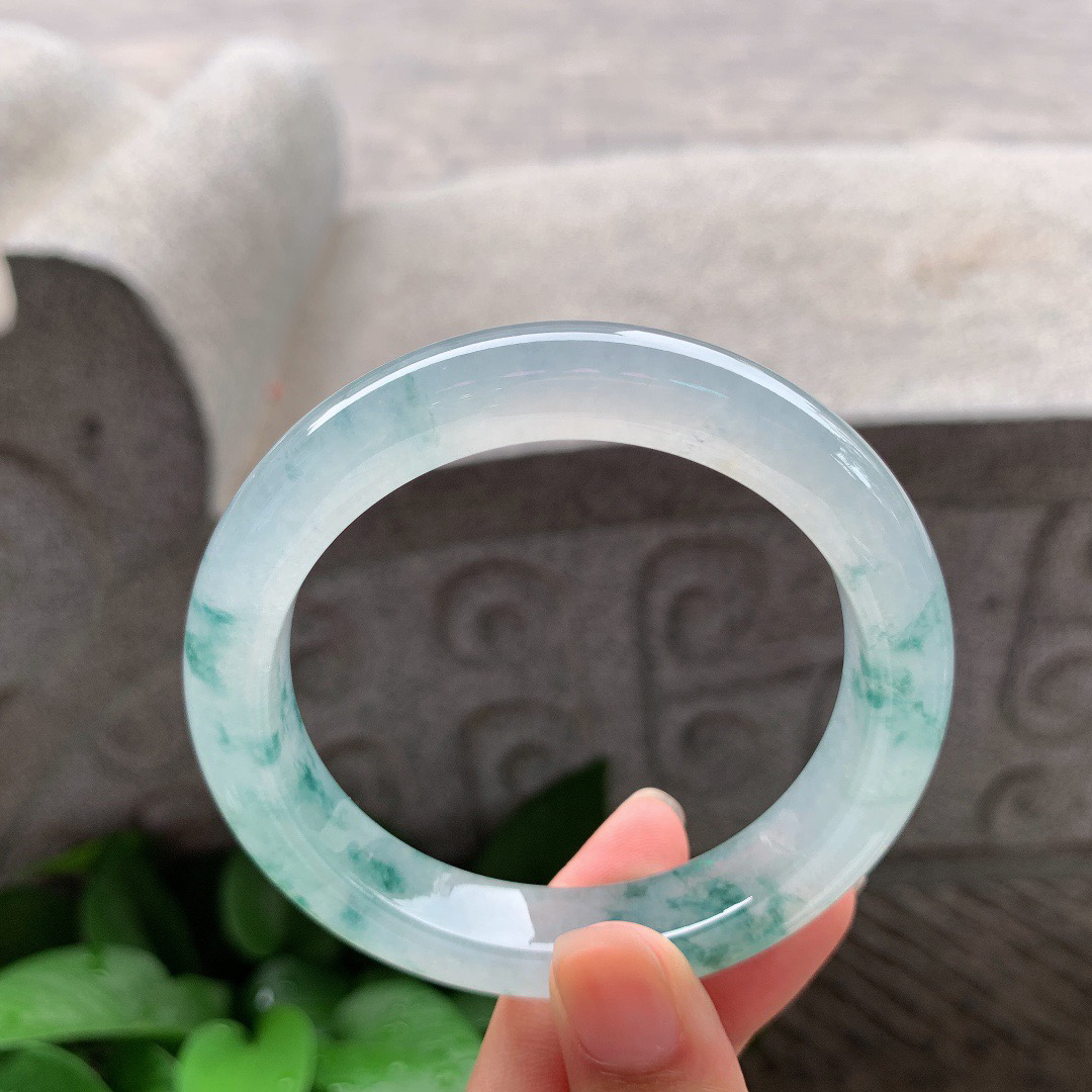 圈口56.8-11.6-9.3 【高冰飘花正圈手镯】正圈56 57可戴