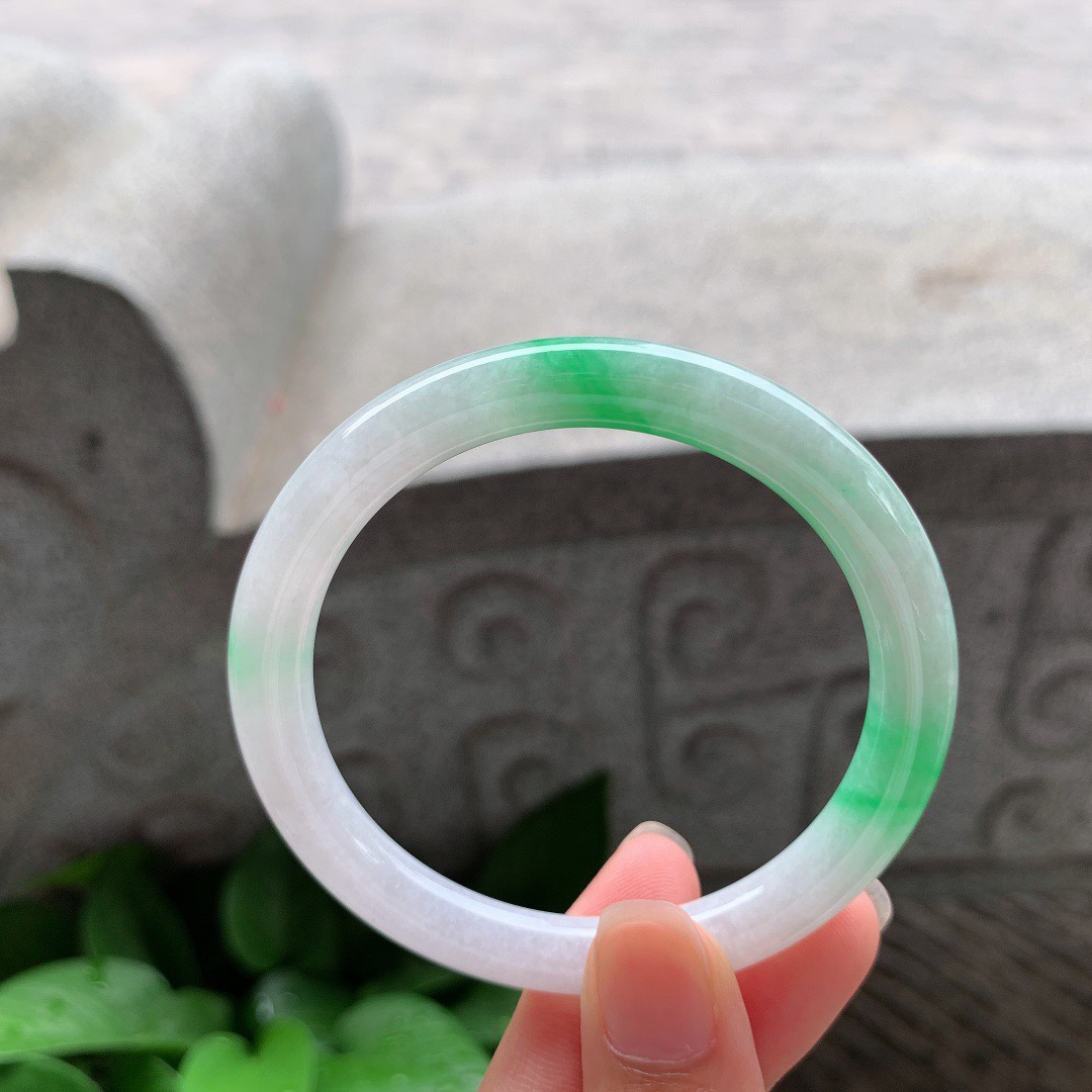 小圈口53.4-7.6 【阳绿圆条手镯】圆条53 54可戴