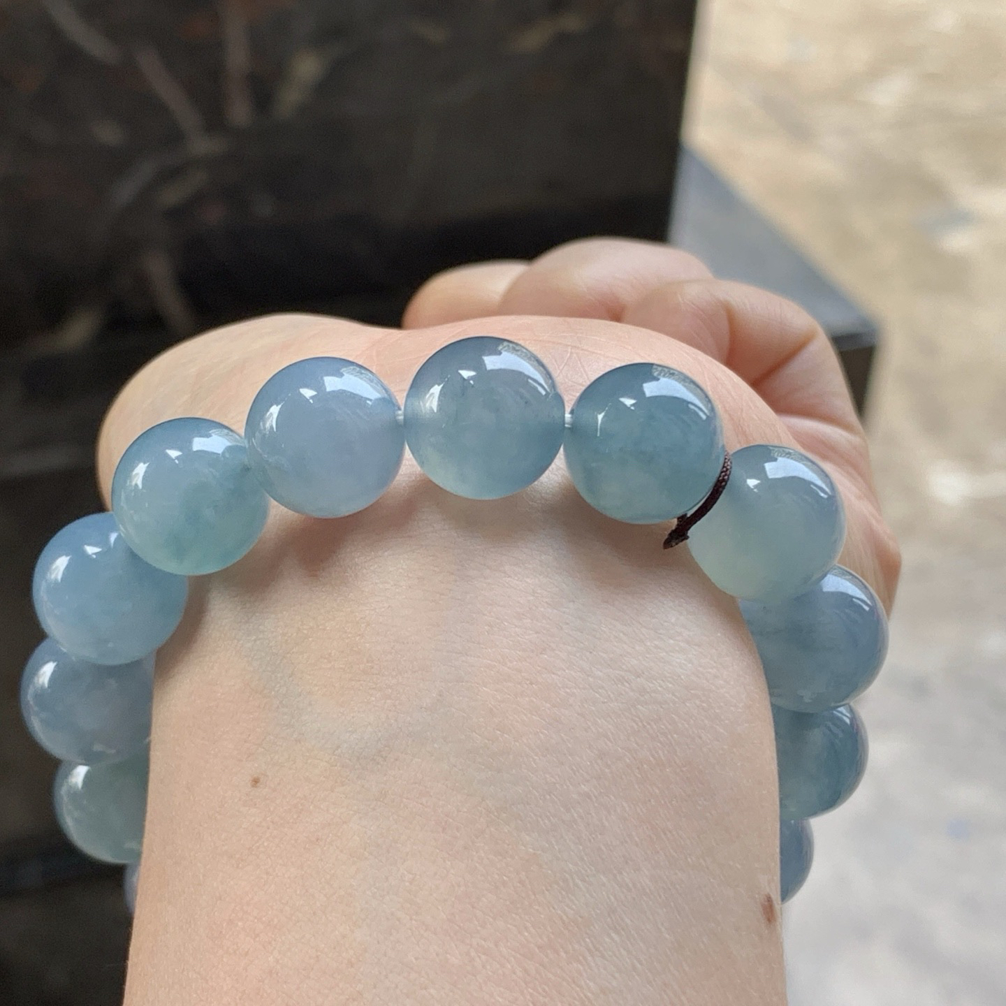 蓝紫手串^_^鲜艳起光 玉质温润