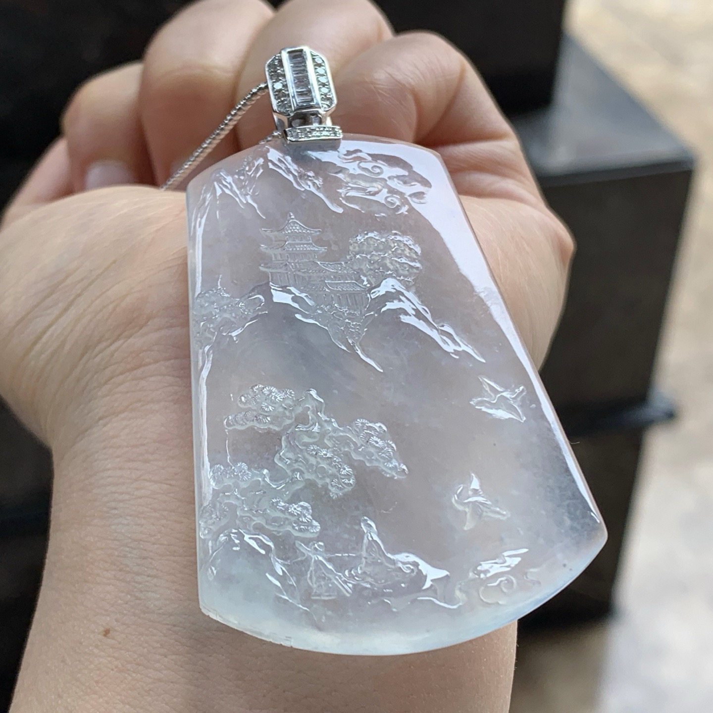 金扣冰种山水牌^_^尺寸58