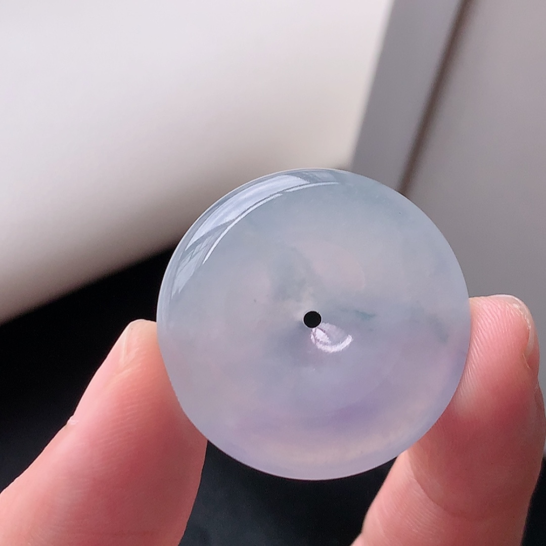 ️️高冰紫平安扣挂件 种色 翠色冰阳鲜甜 佩戴清新自然 货号98417，28.3-5.9