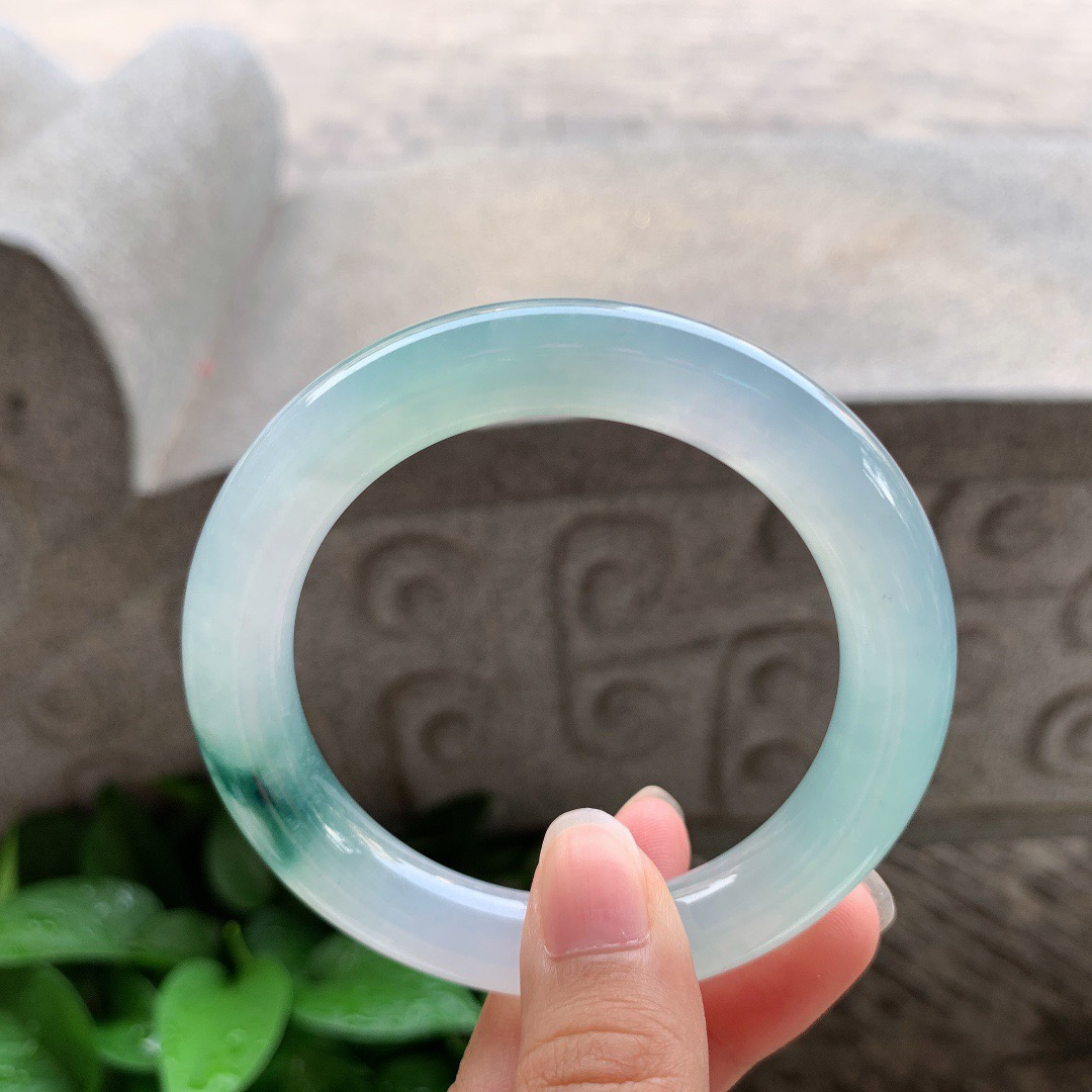 圈口 55.6-10.6【高冰飘花圆条手镯】圆条55 56可戴