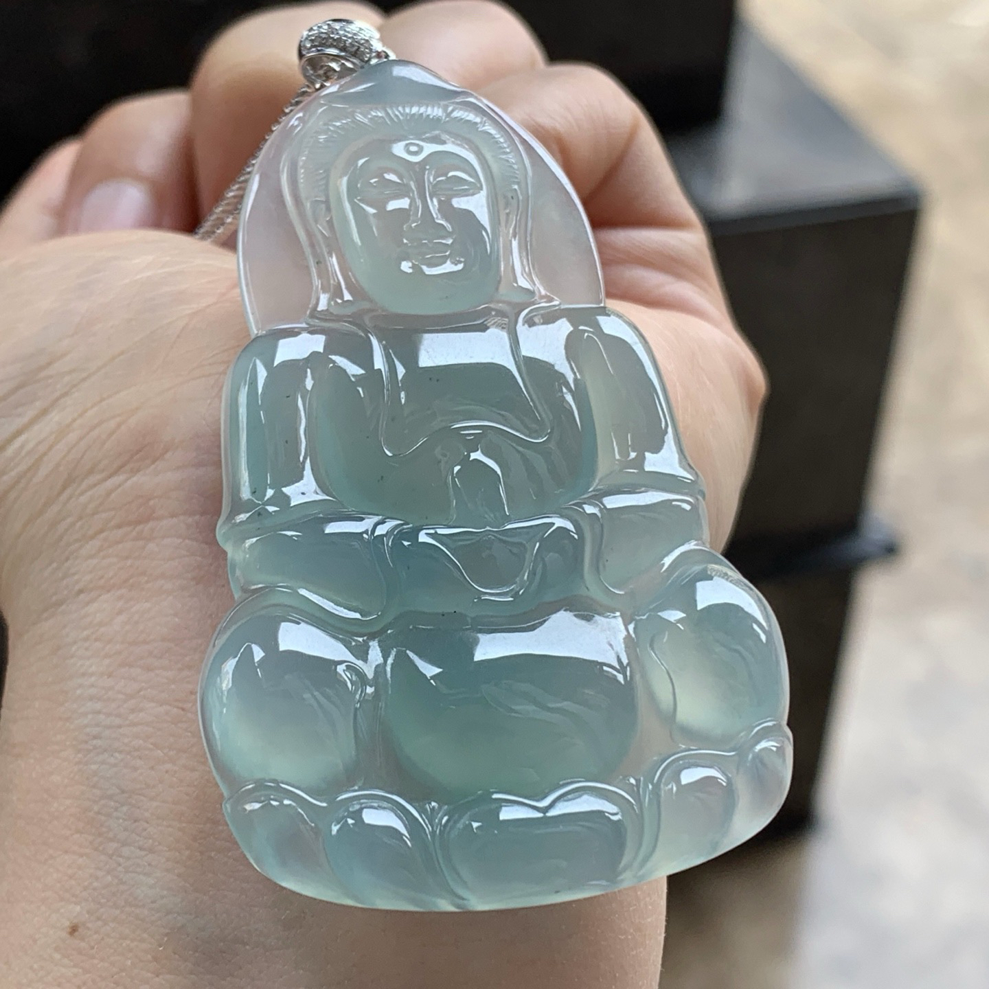 金扣冰蓝观音^_^鲜艳 尺寸64.8