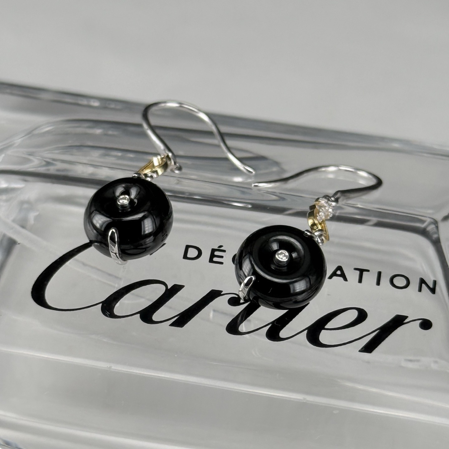 精品18k墨翠平安扣耳坠 种好色正 黑度极好 打灯通透 油性十足 尺寸10