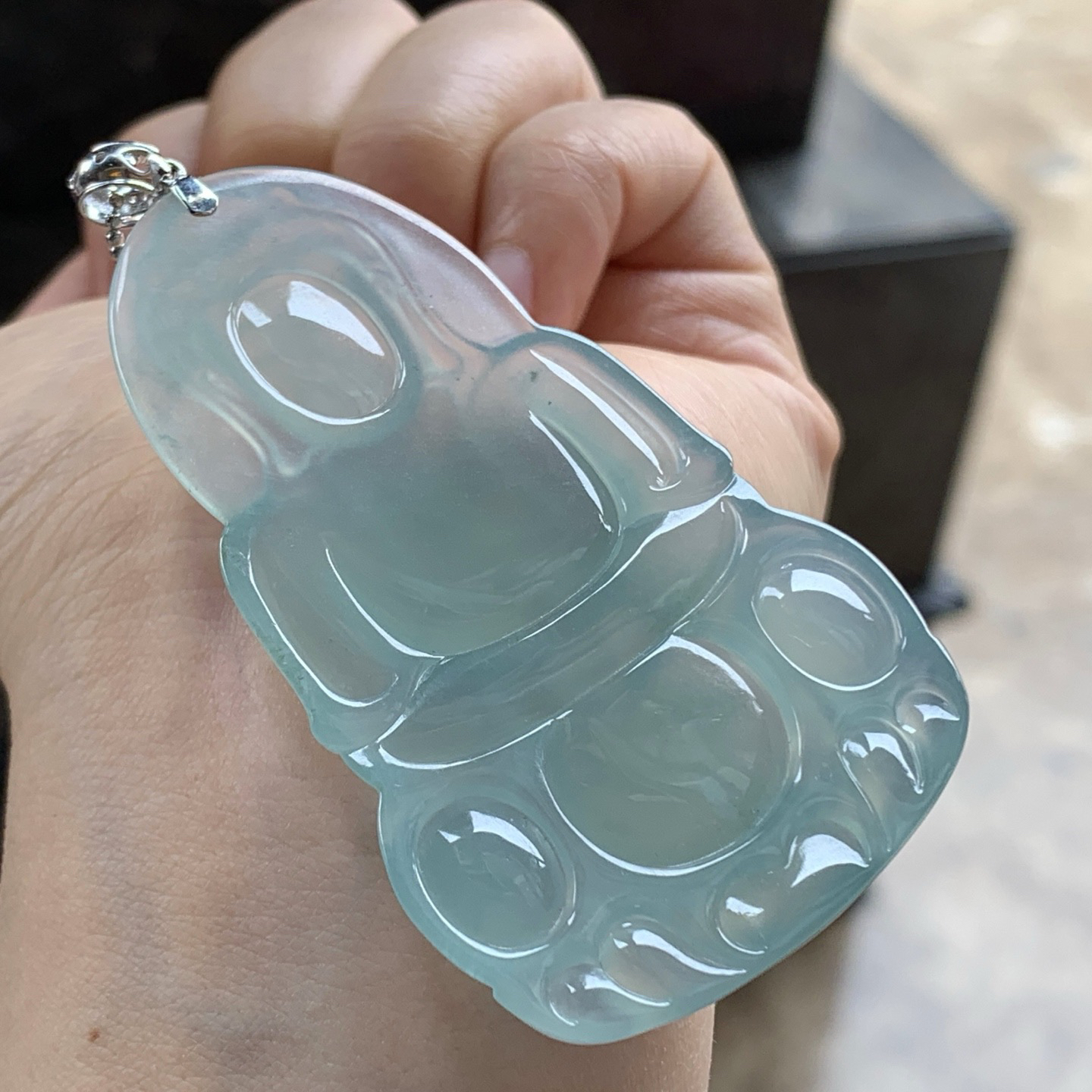 金扣冰蓝观音^_^鲜艳 尺寸64.8