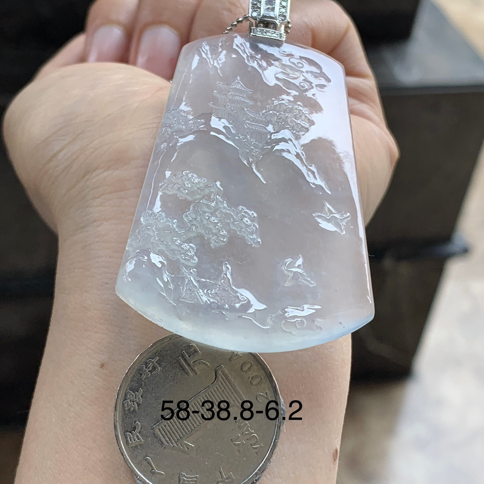 金扣冰种山水牌^_^尺寸58