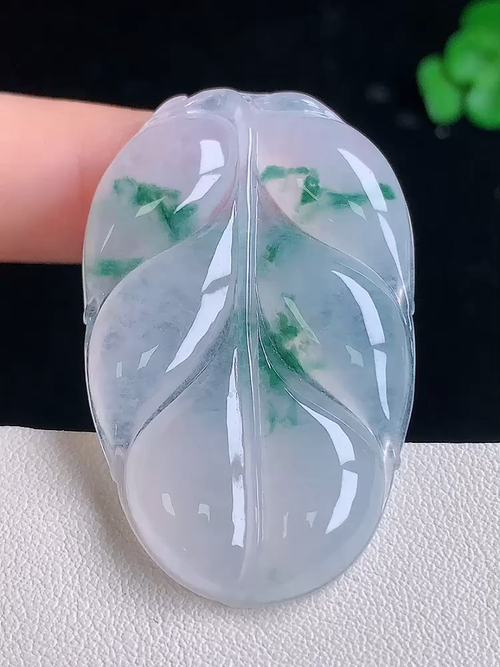  ，冰种飘花叶子，无裂，尺寸45/28.3/5，№;y1835 16