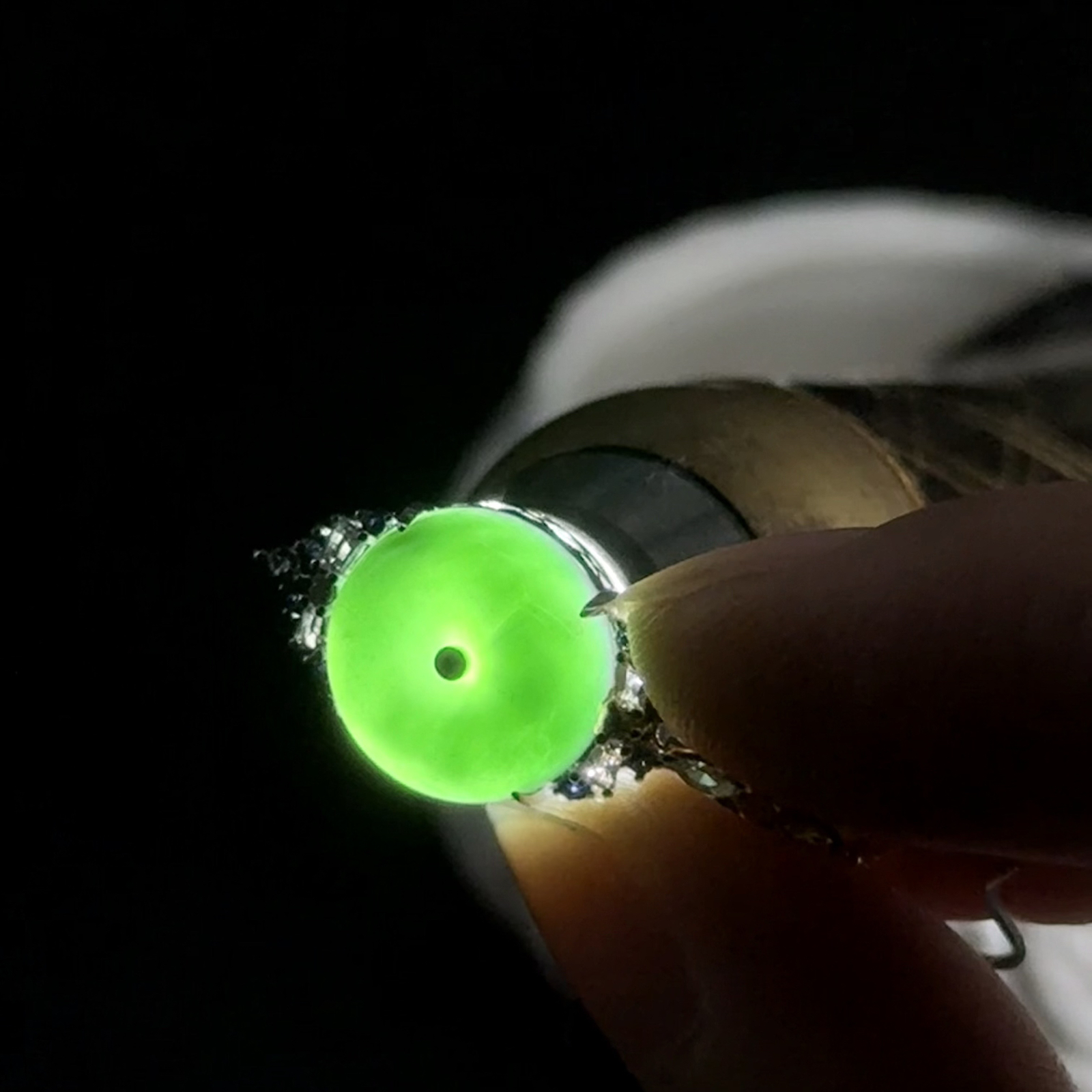 精品18k墨翠平安扣耳坠 种好色正 黑度极好 打灯通透 油性十足 尺寸12