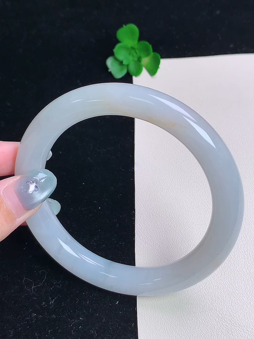 黄翡圆条手镯，无裂，尺寸57/9.6/9.4，№:y18lin2