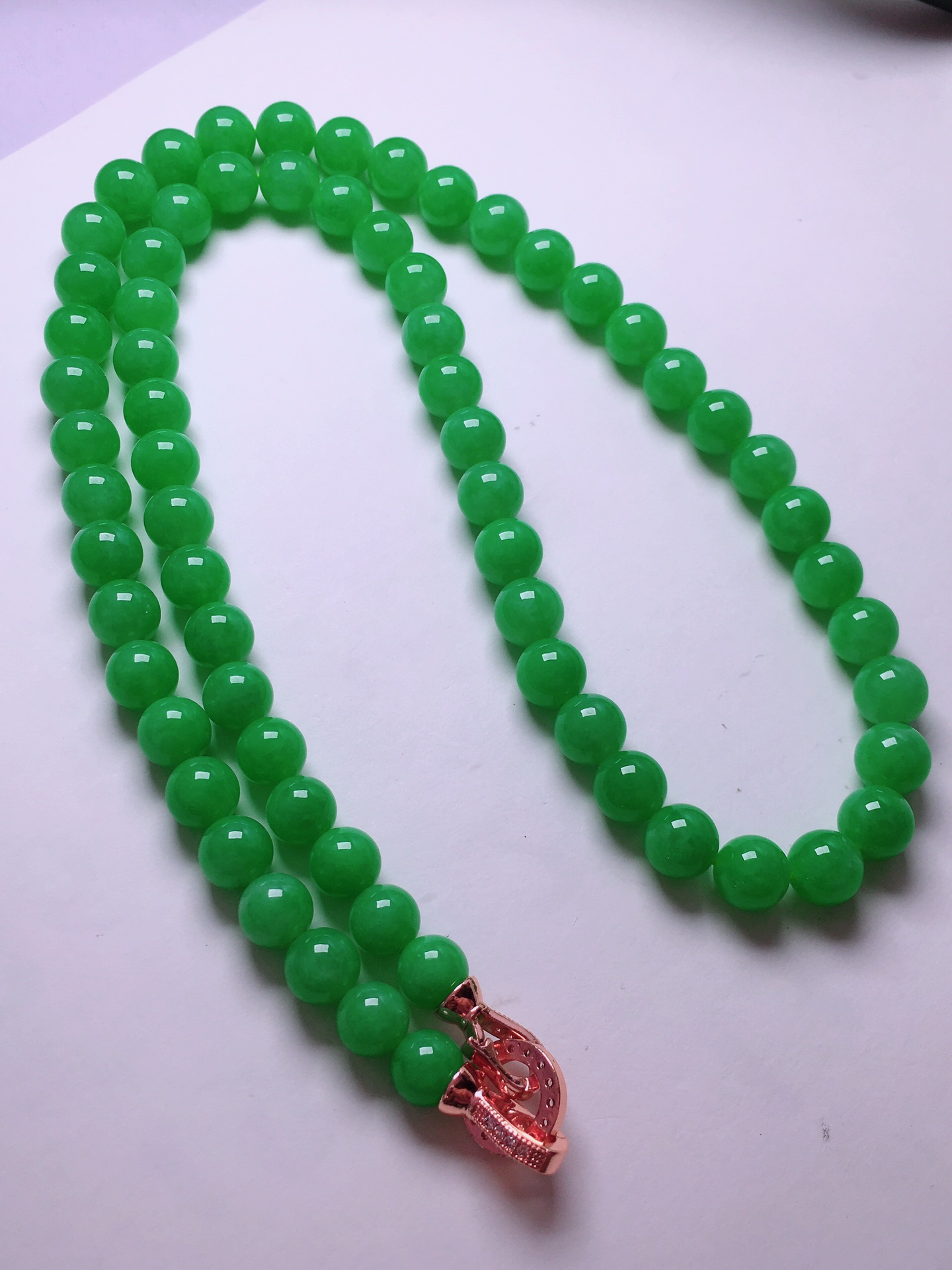 ️超值，高冰绿珠子项链，晶莹剔透，新颖时尚，无裂，7.6-8.5