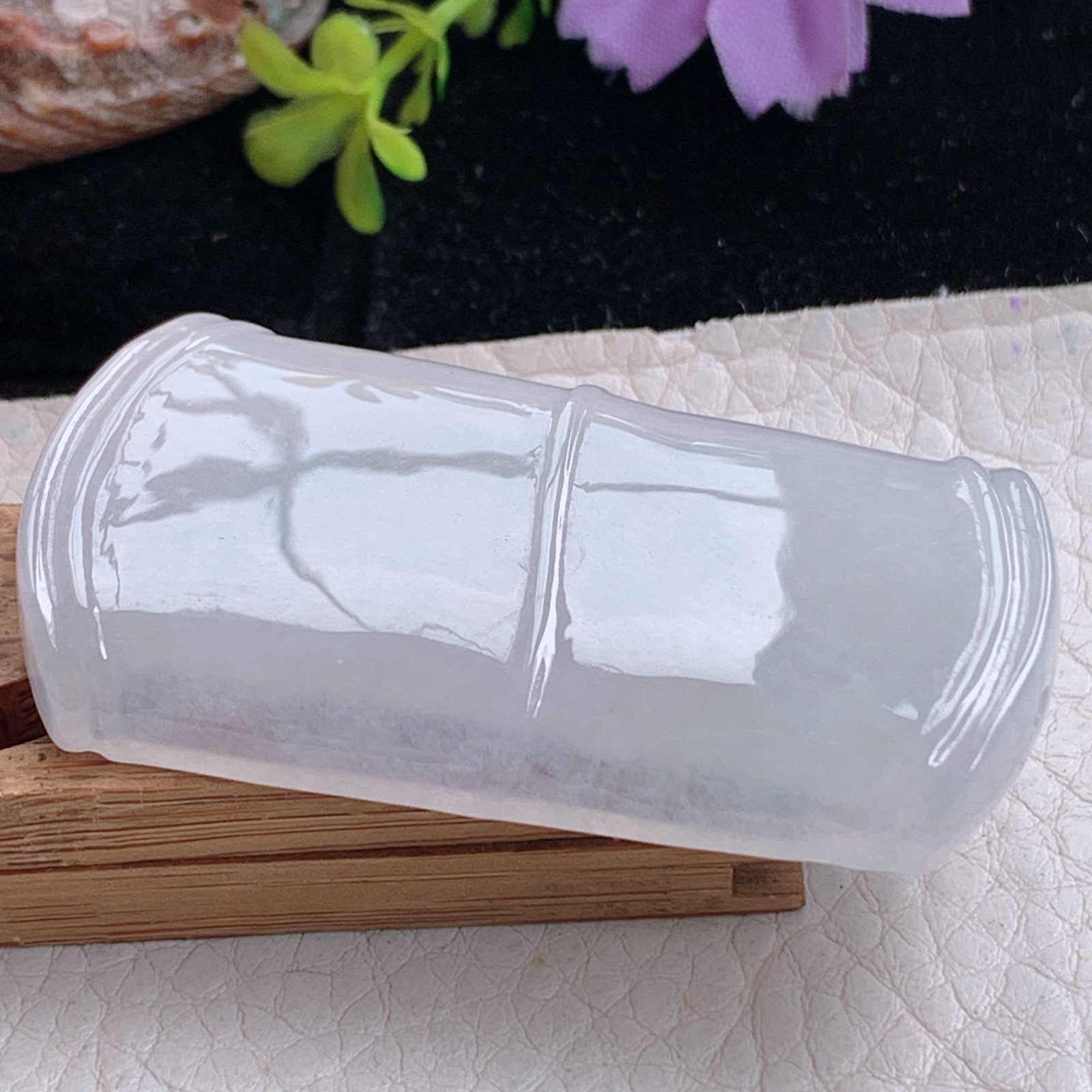 zz3实拍54.3*31*7.2天然缅甸翡翠白冰竹节吊坠白月光平安无事事项坠