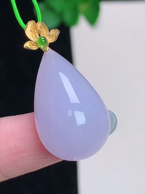 18k金镶冰紫水滴，无裂，尺寸21.8/13.8/8.5，№:y18385