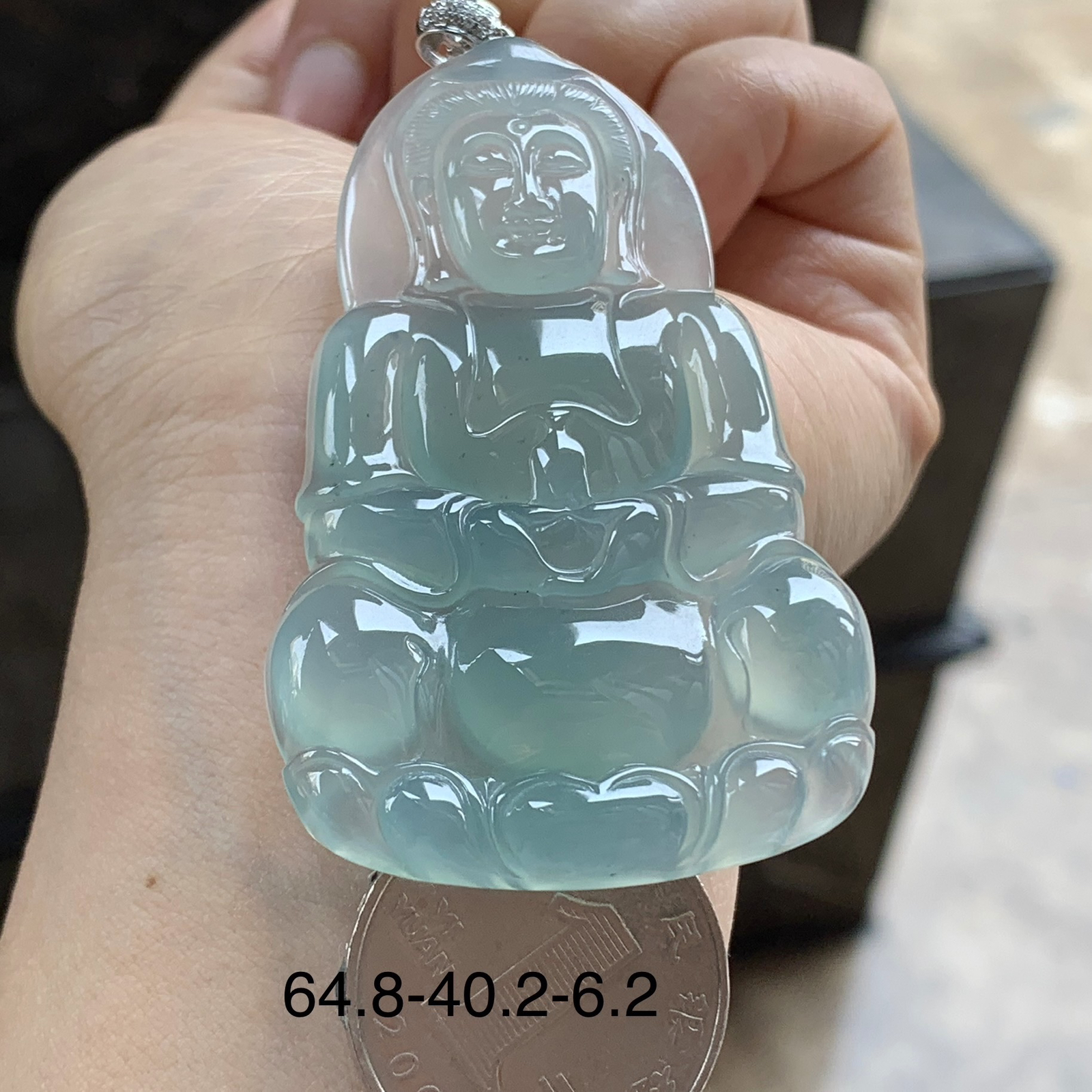 金扣冰蓝观音^_^鲜艳 尺寸64.8