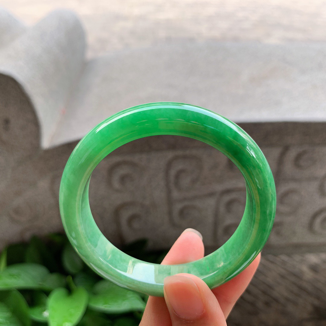小圈口52.5-11.8-8.1 【满辣绿正圈手镯】正圈52 53可戴