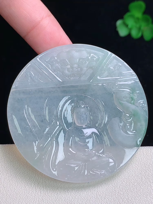 ，冰种飘花大日如来，无裂，尺寸51.8/5.1，№:y18385