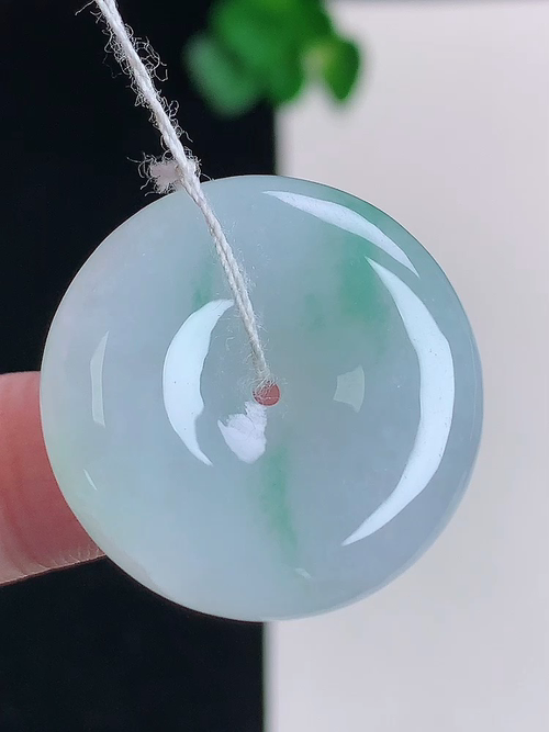  550，飘花平安扣，无裂，尺寸25.3/5.7，№;y19136   8b