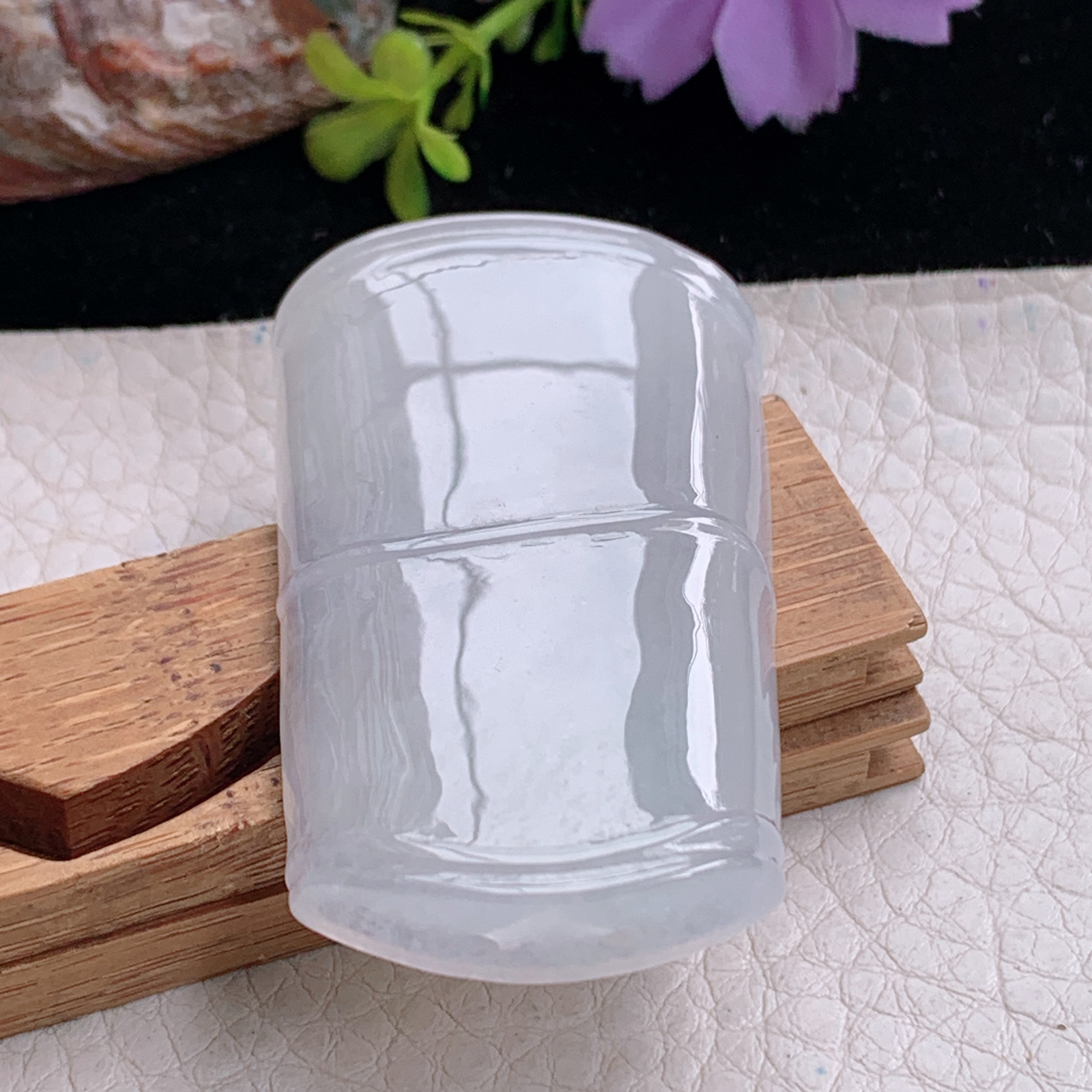 zz3实拍54.3*31*7.2天然缅甸翡翠白冰竹节吊坠白月光平安无事事项坠