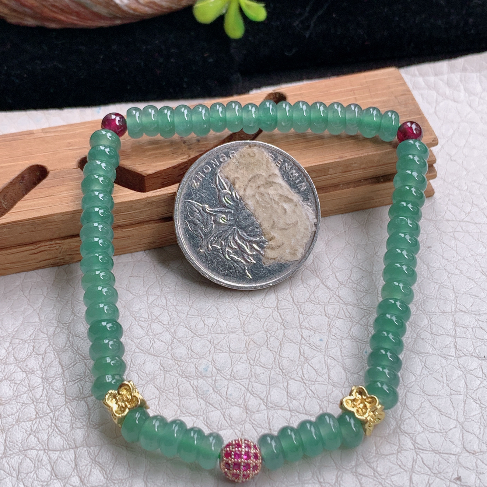 zz3实拍5.5算盘珠小手串天然翡翠满绿水绿小手链女款时尚单圈手饰