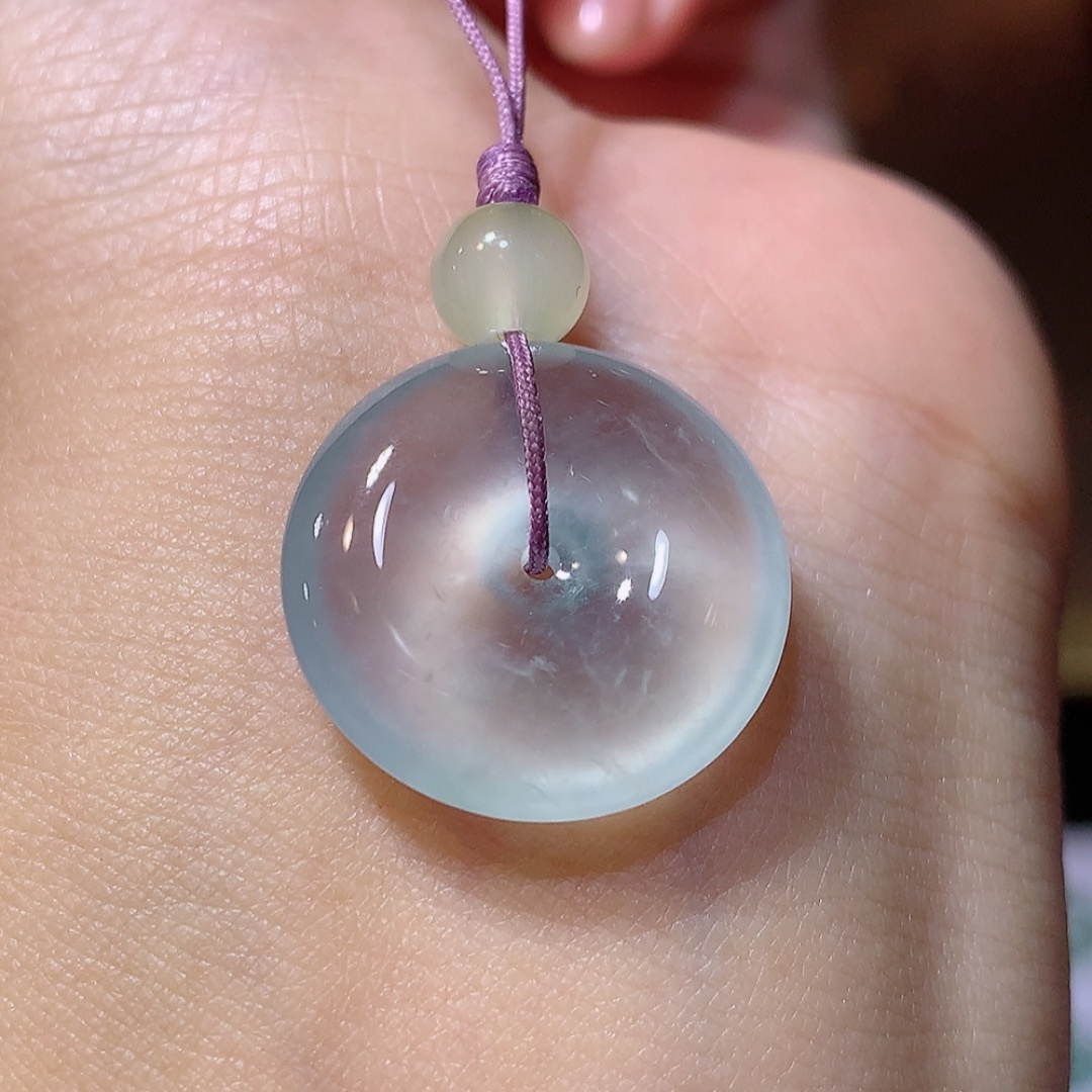 ️️高冰平安扣挂件，无裂，翠色鲜阳，佩戴优雅气质，货号16416，19.9-5.6