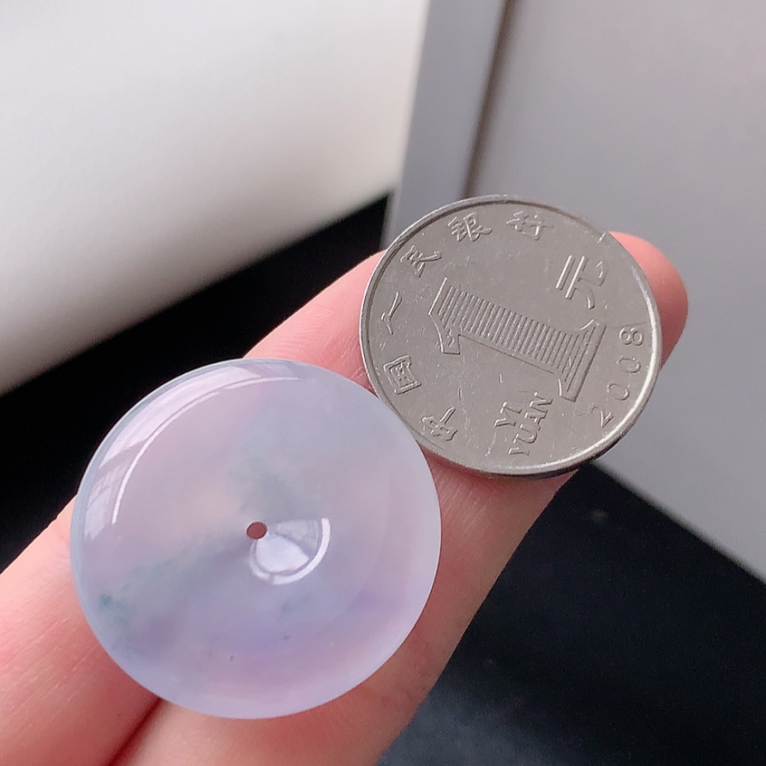 ️️高冰紫平安扣挂件 种色 翠色冰阳鲜甜 佩戴清新自然 货号98417，28.3-5.9